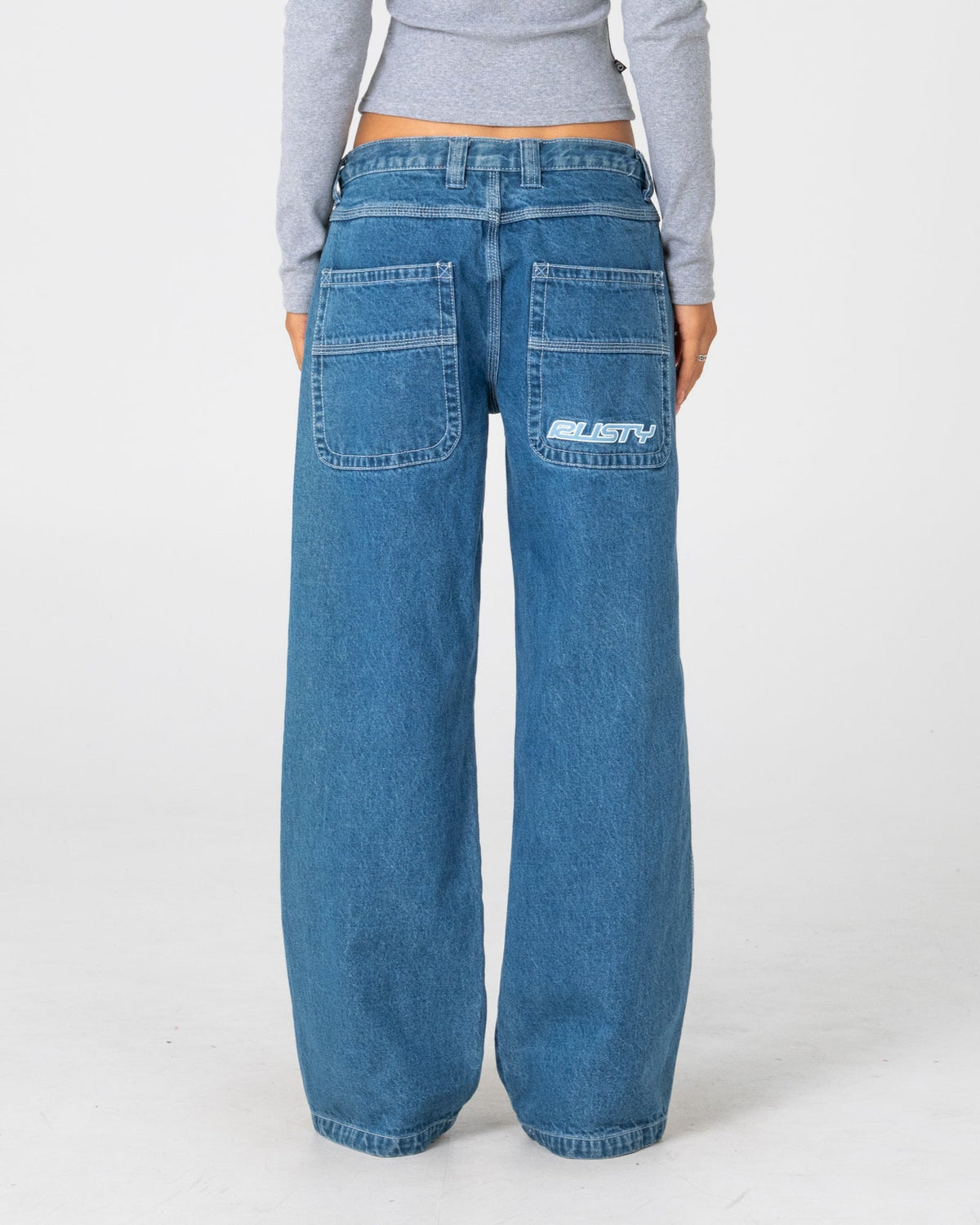 Womens Flip Mommy Tapeless Baggy Denim Authentic Blue - Image 4