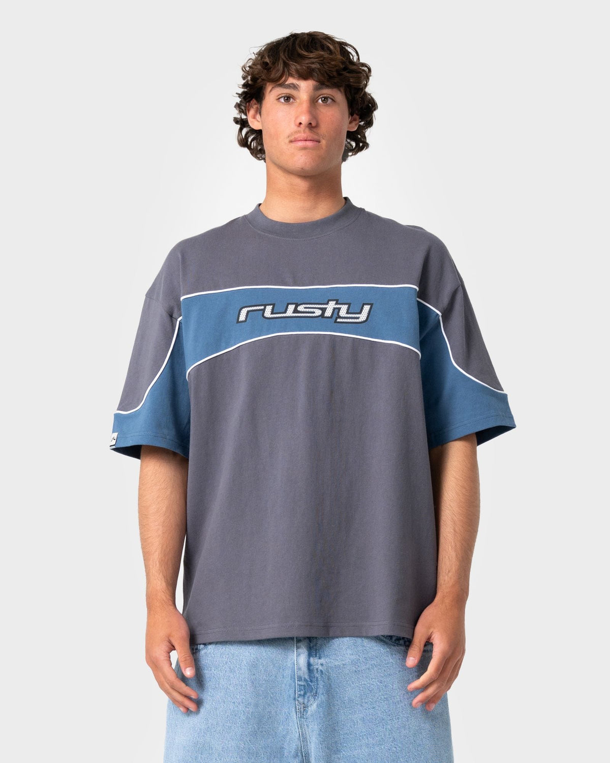 Mens Kinetic Panel T Shirt Steel - Image 2
