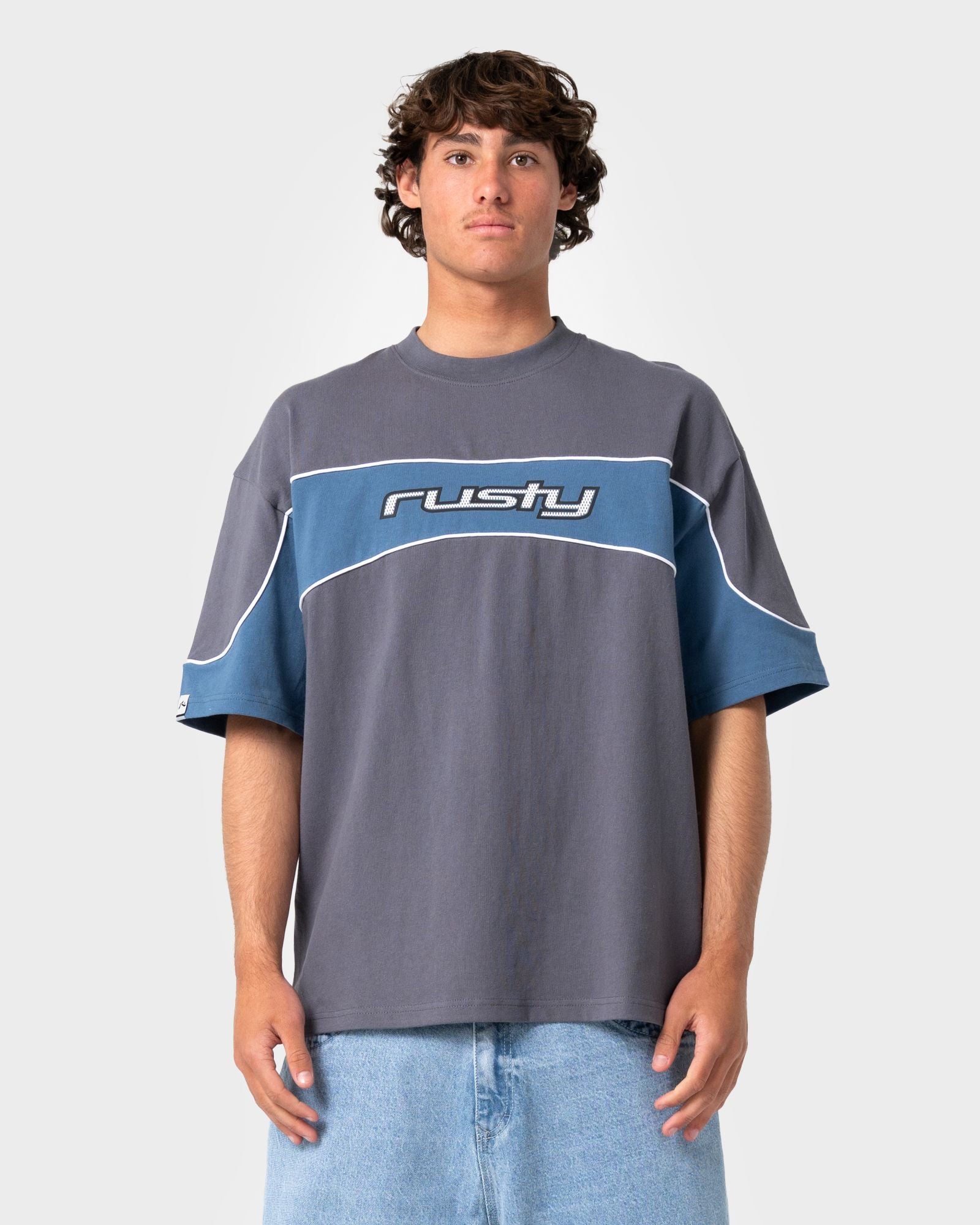 Mens Kinetic Panel T Shirt Steel - Image 2