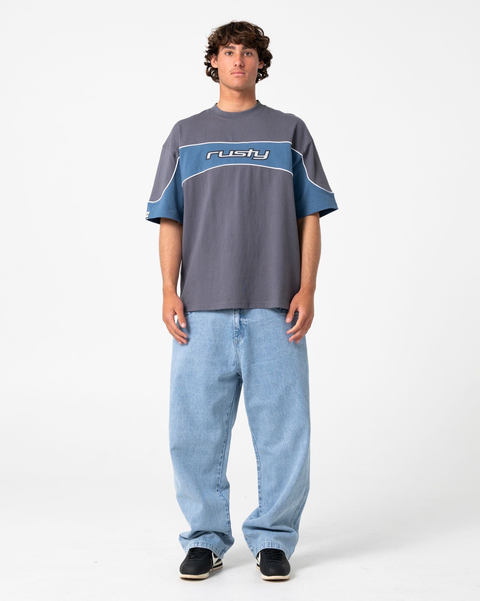 Mens Kinetic Panel T Shirt Steel - Image 1
