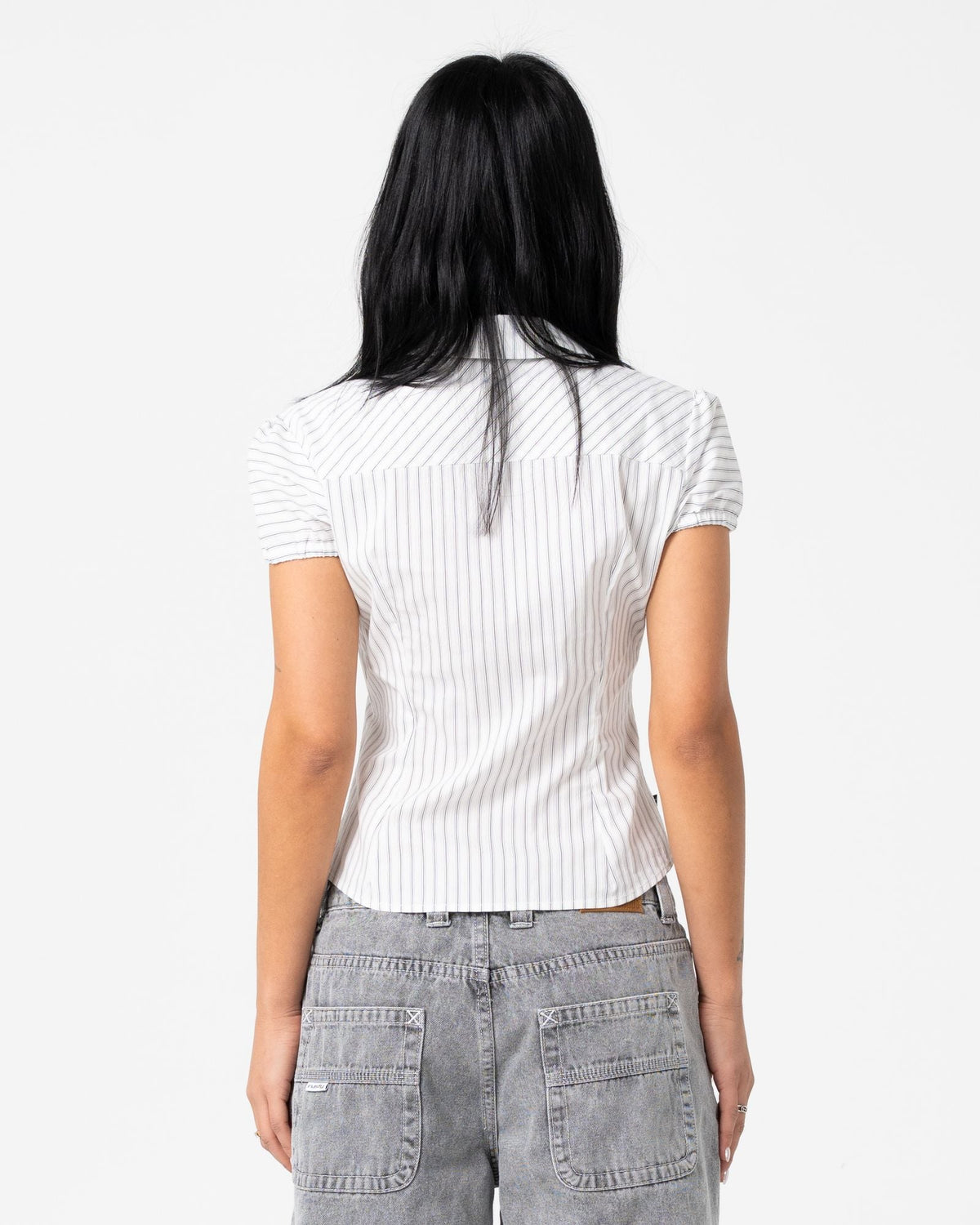 Womens Horizon Fitted Zip Through T Shirt Mono Stripe - Image 4
