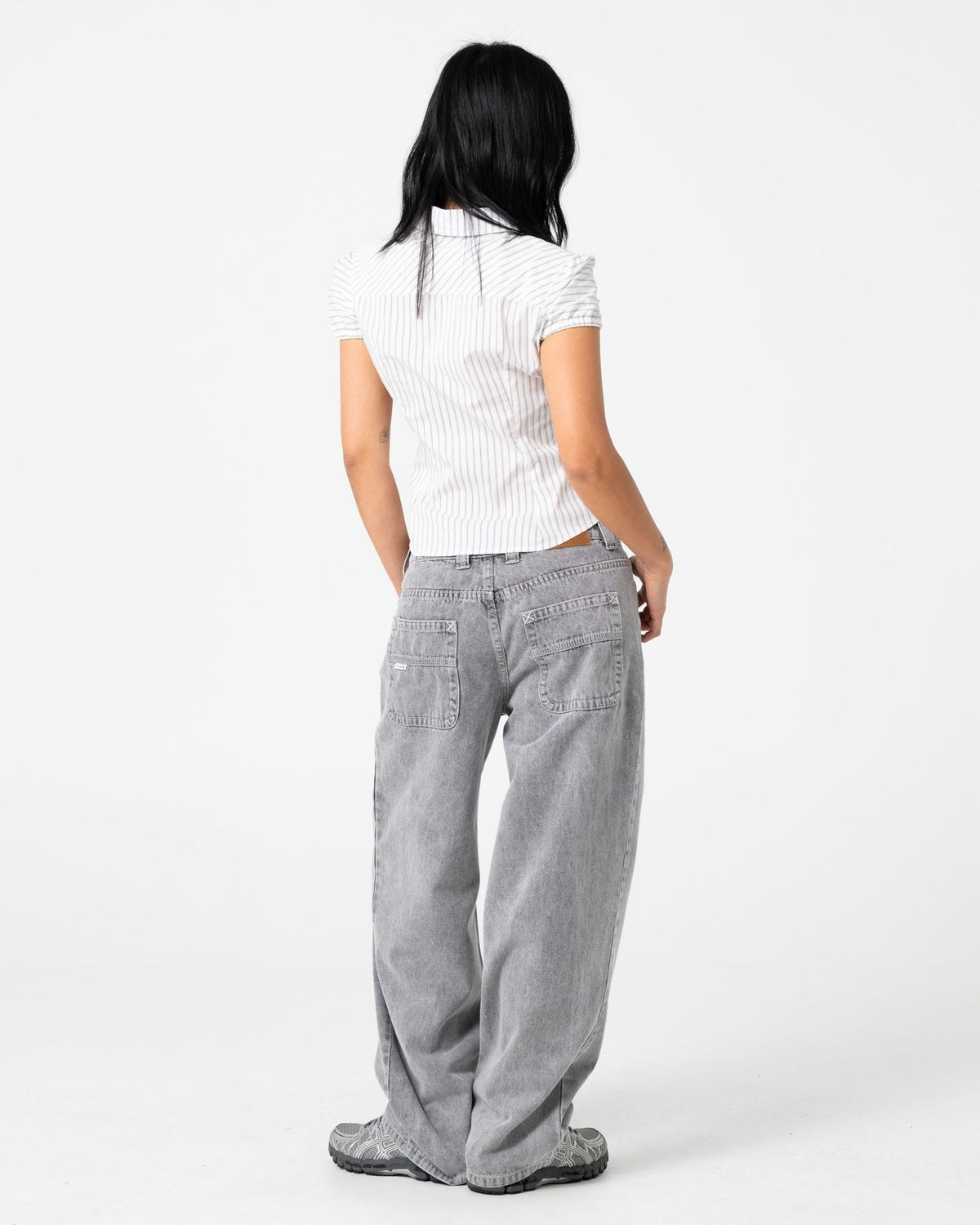 Womens Horizon Fitted Zip Through T Shirt Mono Stripe - Image 5