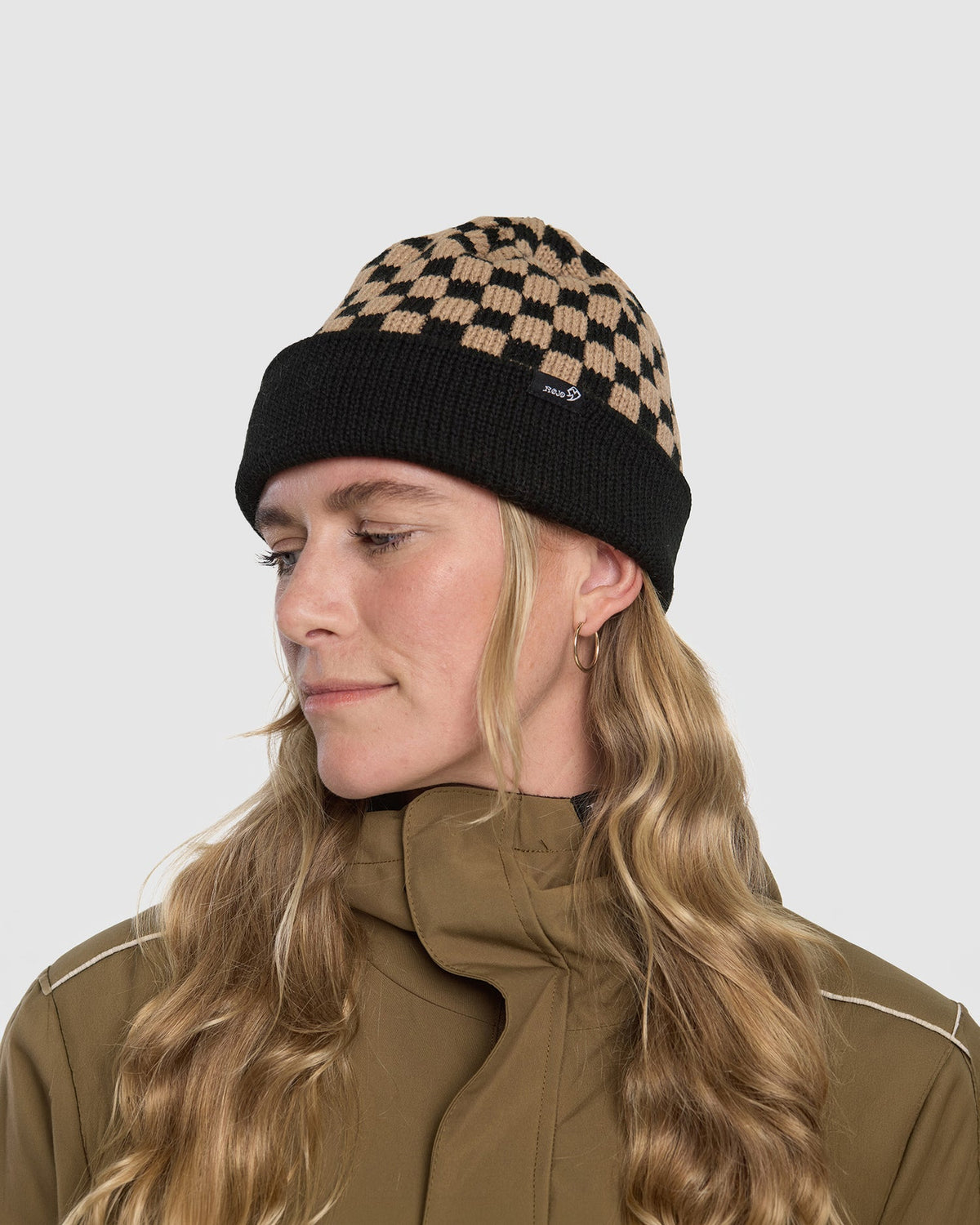 Womens Cosy Check Beanie