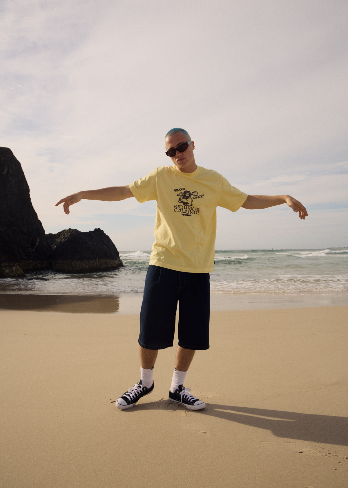 Mens Knock Knock T Shirt Washed Lemon - Image 6