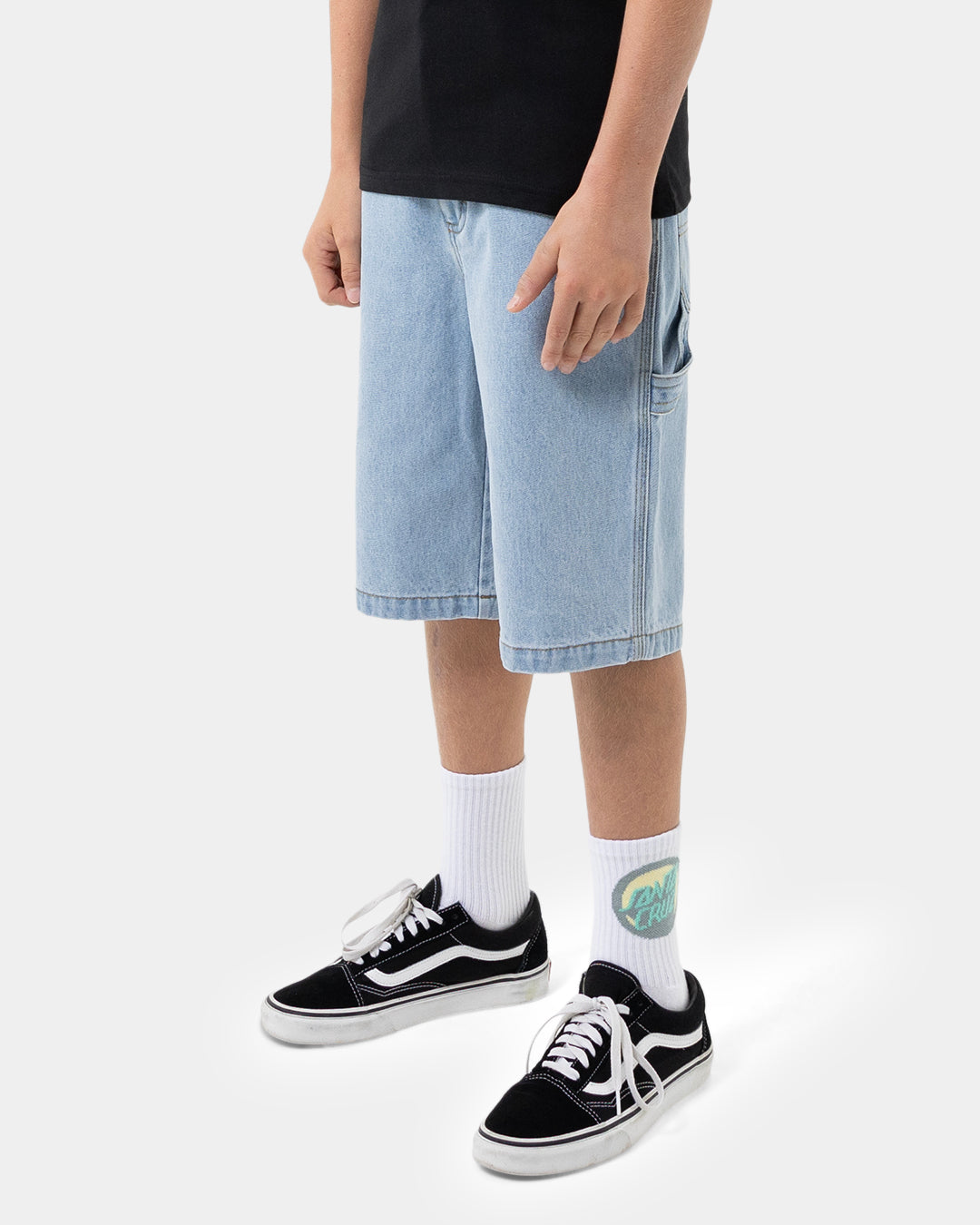 Kids Classic Dot Carpenter Walk Shorts Light Washed Indigo - Image 3