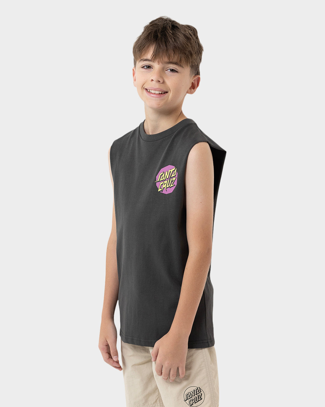 Kids Meek Scratched Slasher Singlet Onyx - Image 2
