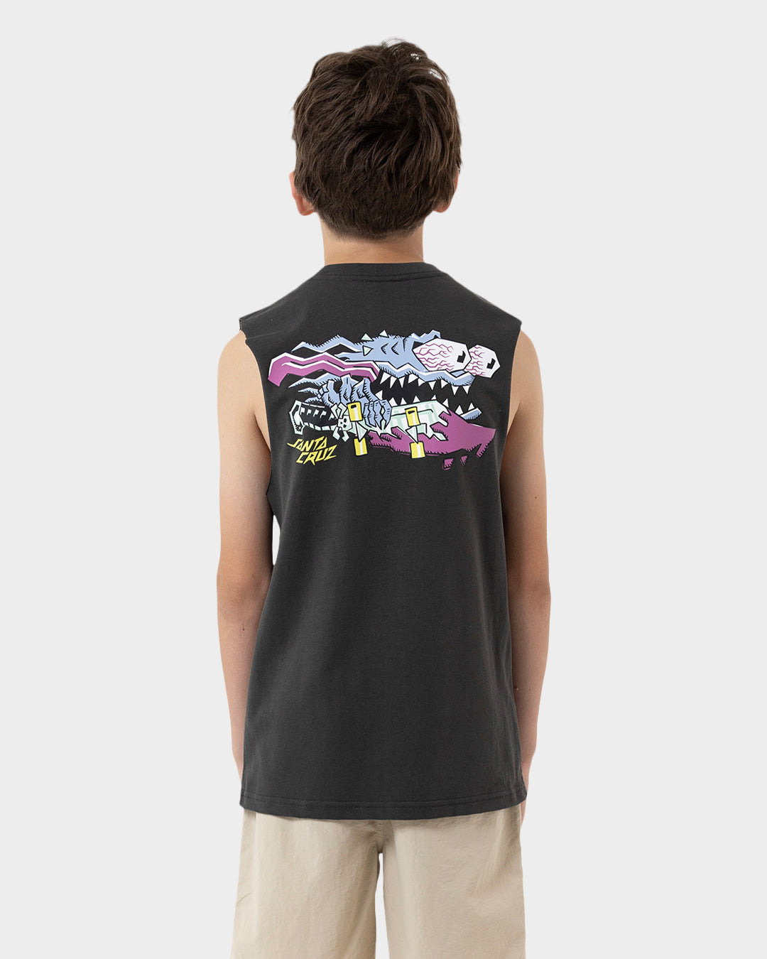 Kids Meek Scratched Slasher Singlet Onyx - Image 3