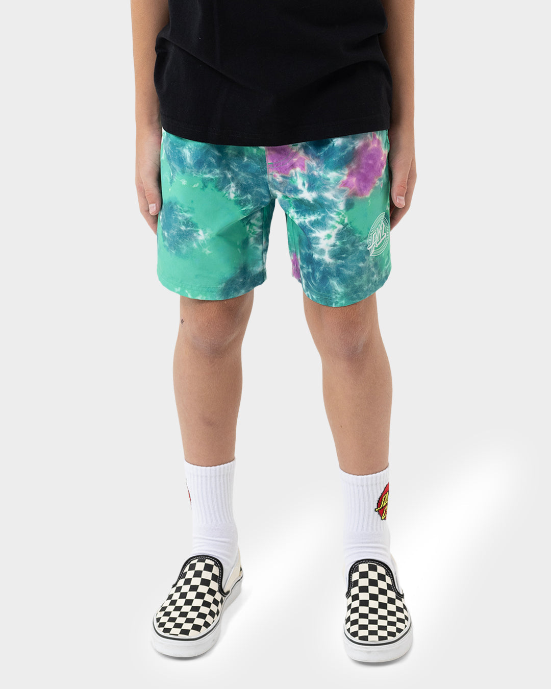 Kids Industrial Dot Mono Board Short Light Green Tie Dye - Image 8