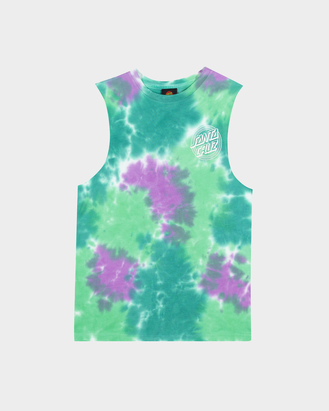 Kids Industrial Dot Mono Singlet Light Green Tie Dye - Image 1