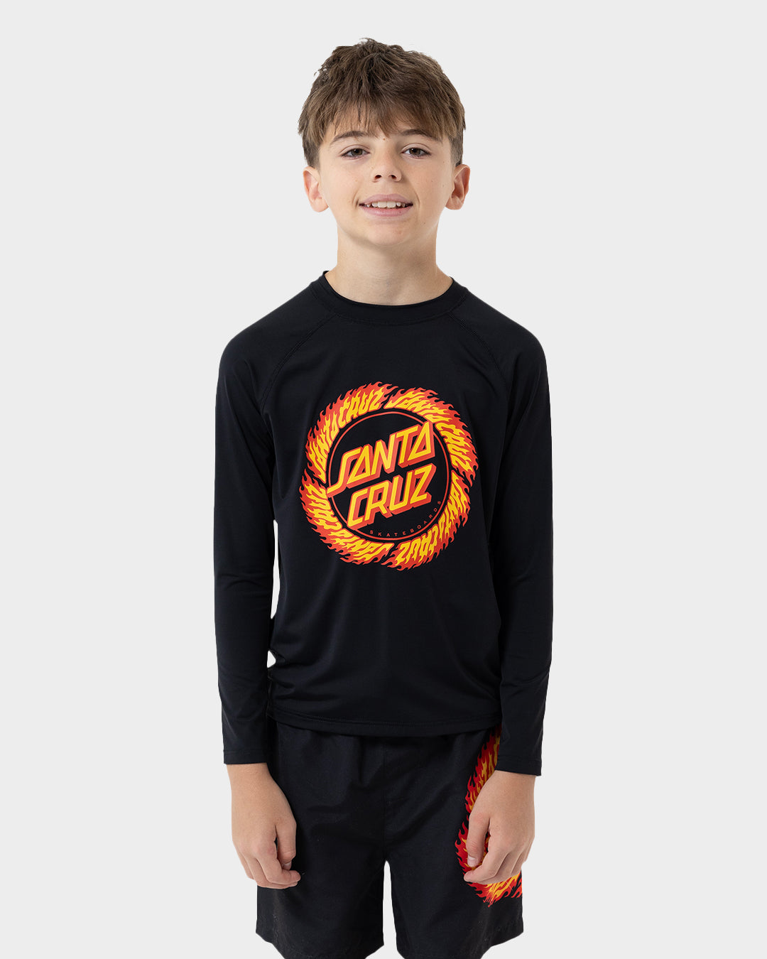 Kids Flame Ringed Dot Rash Vest Black - Image 3