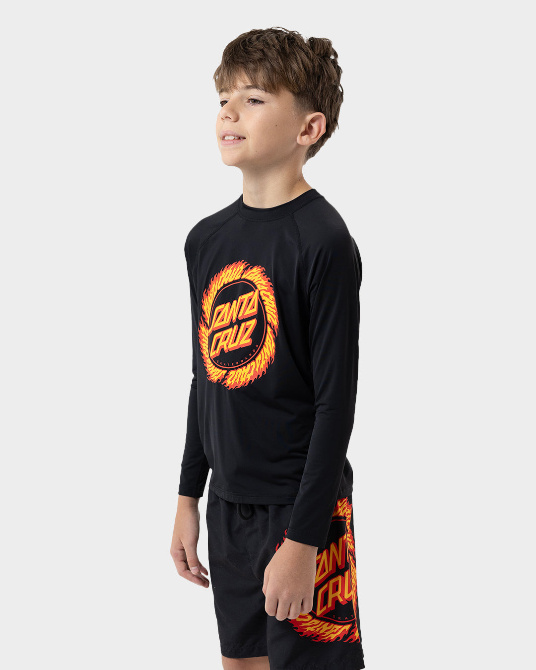 Kids Flame Ringed Dot Rash Vest Black - Image 5