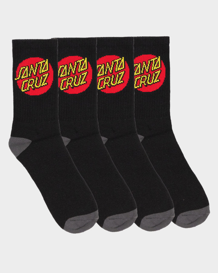 Mens Classic Dot Crew Socks (4 Pack) Black - Image 2