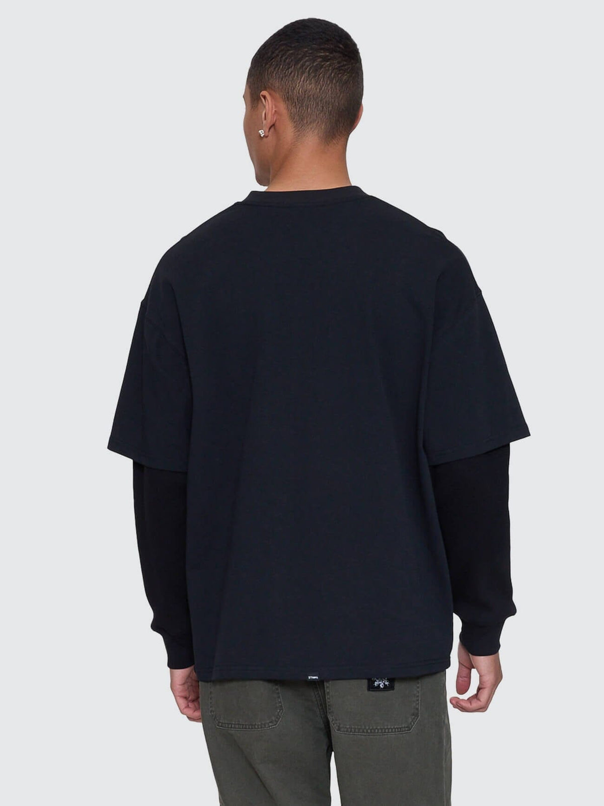 Mens Web Of Deceit Layer Box Crop Oversize Long Sleeve T Shirt Faded Black - Image 6