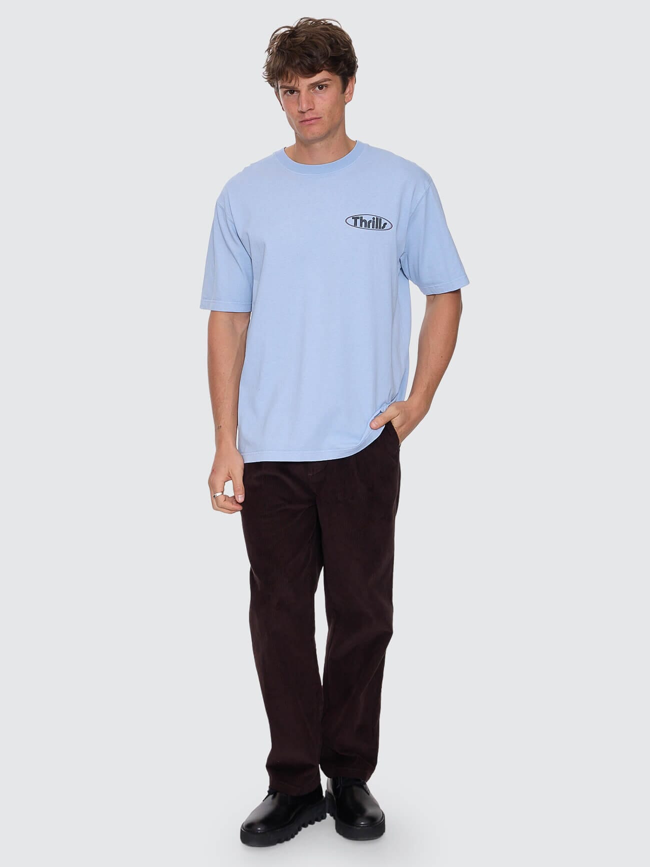 Mens Val For The Win Oversize Fit T Shirt Placid Blue - Image 4