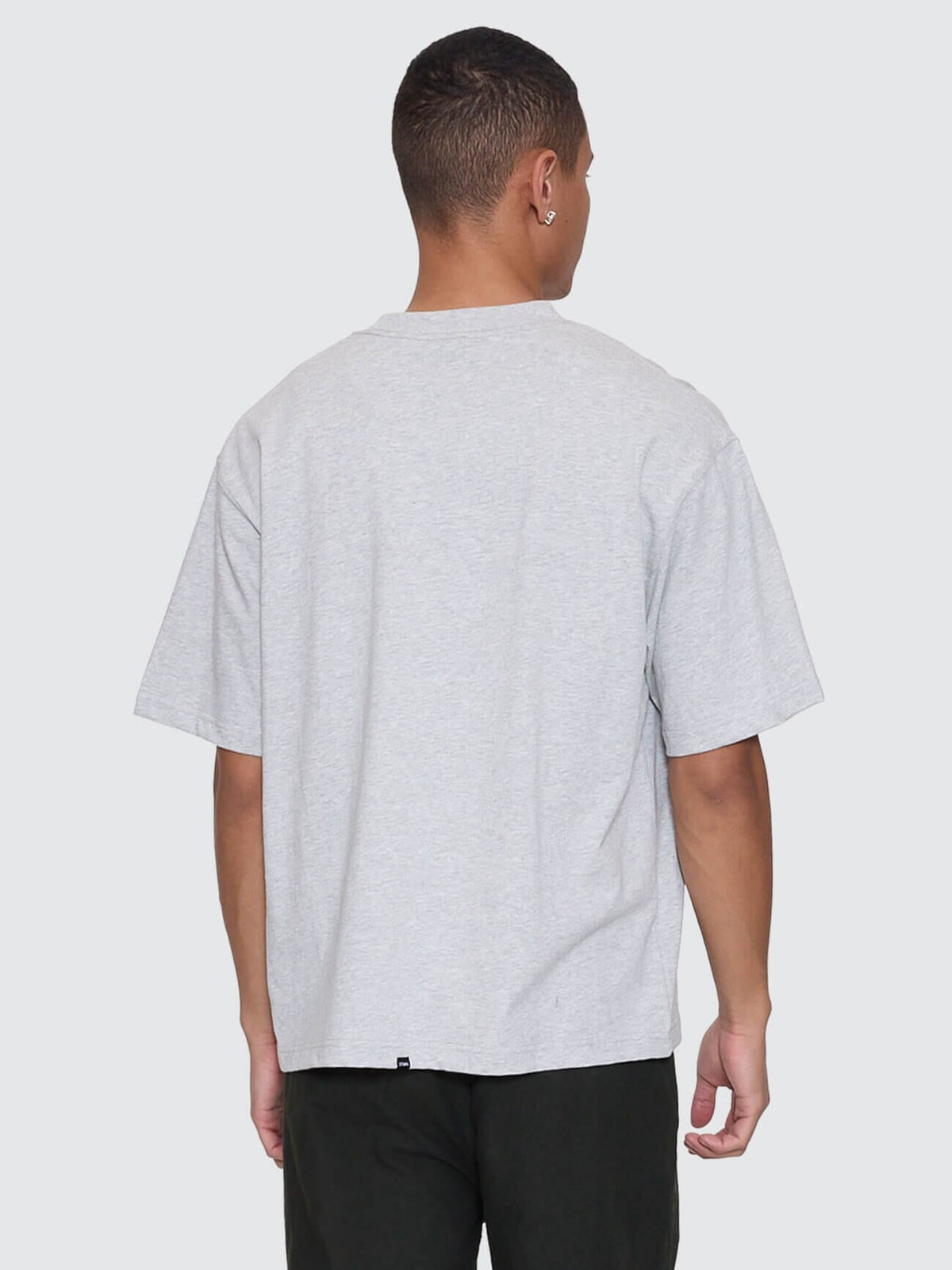 Mens Victory Embro Box Fit Oversize Cropped T Shirt Snow Marle - Image 5