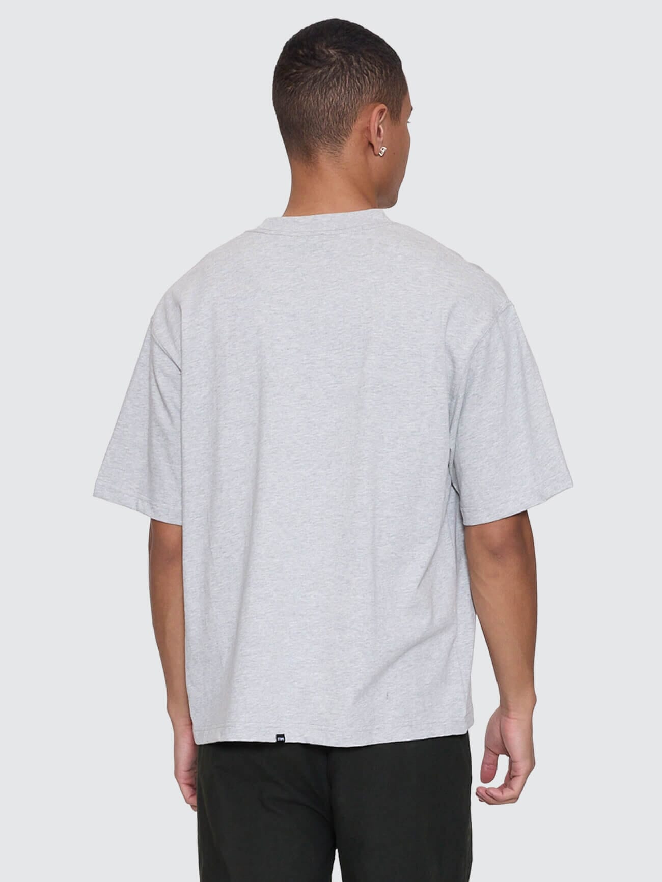 Mens Victory Embro Box Fit Oversize Cropped T Shirt Snow Marle - Image 5