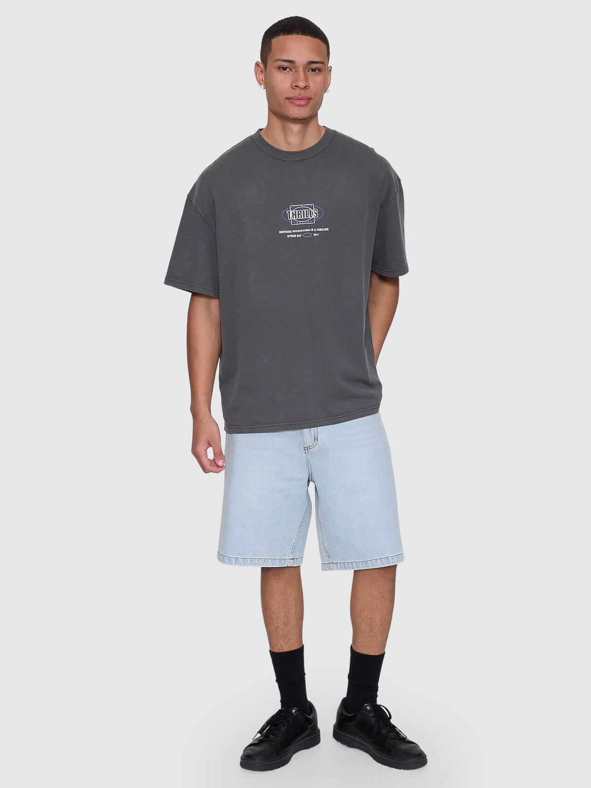 Mens Fluid Thrills Box Fit Oversize T Shirt Merch Black - Image 5