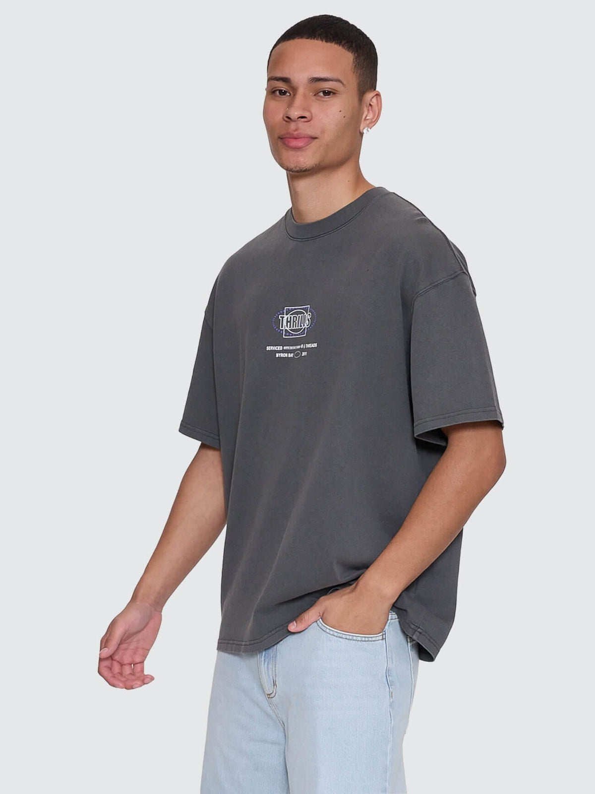 Mens Fluid Thrills Box Fit Oversize T Shirt Merch Black - Image 6
