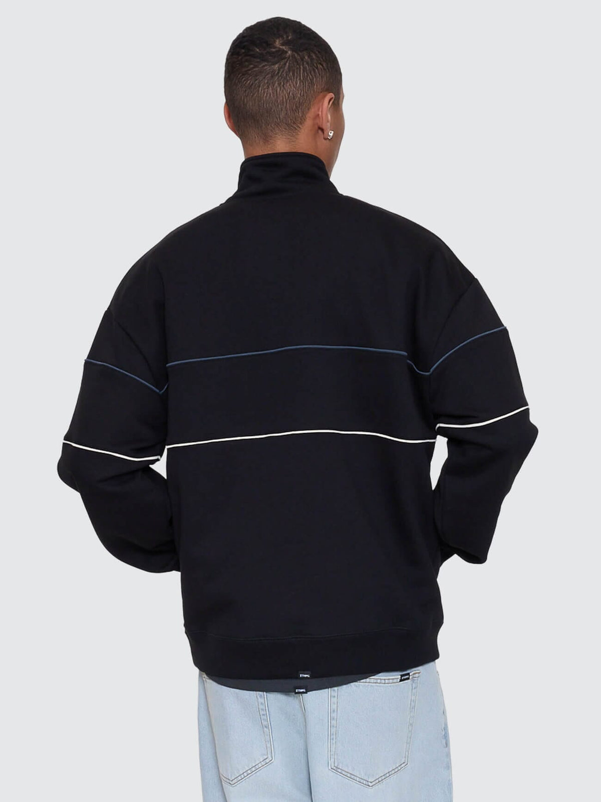 Mens Between Chaos & Calm Quarter Zip Sweater Black - Image 6