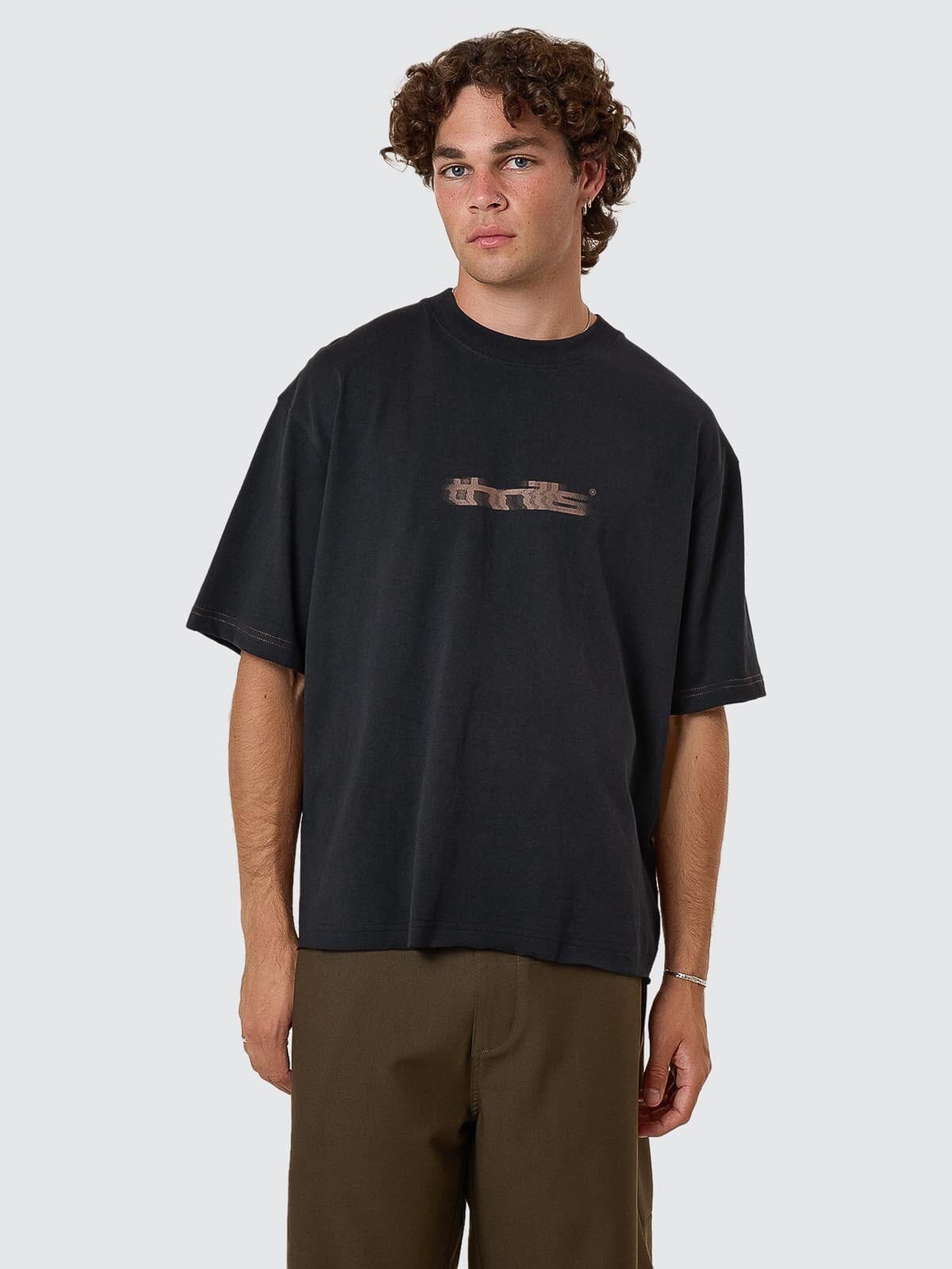Metamorphic Daze Box Fit Oversize Cropped Raw Hem Tee