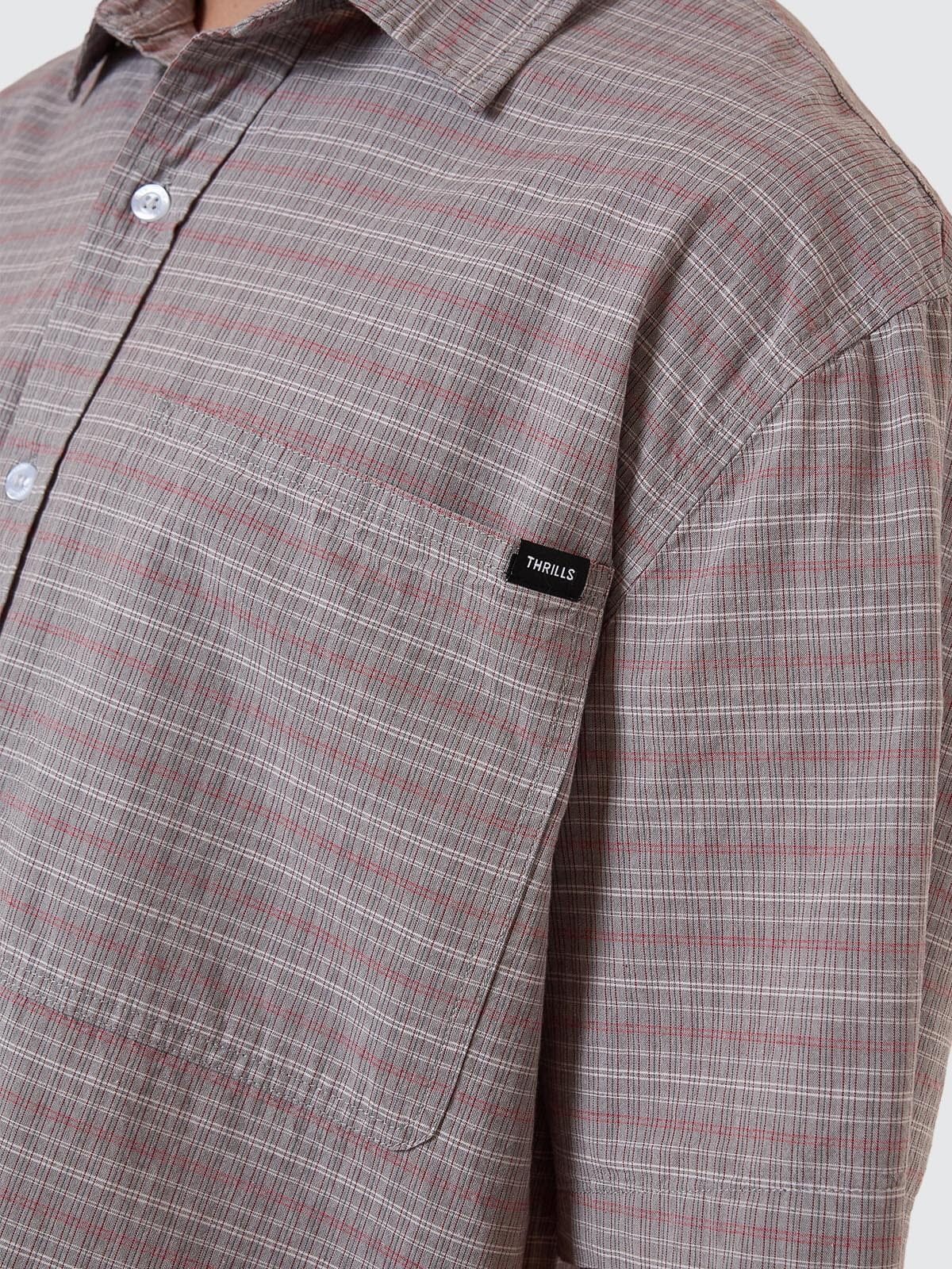 Minimal Thrills Stripe Check Short Sleeve Shirt