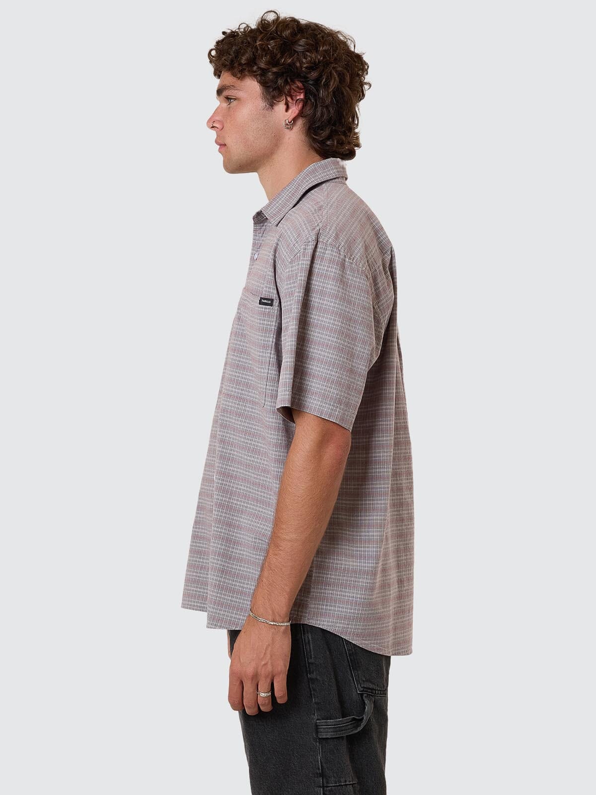 Minimal Thrills Stripe Check Short Sleeve Shirt