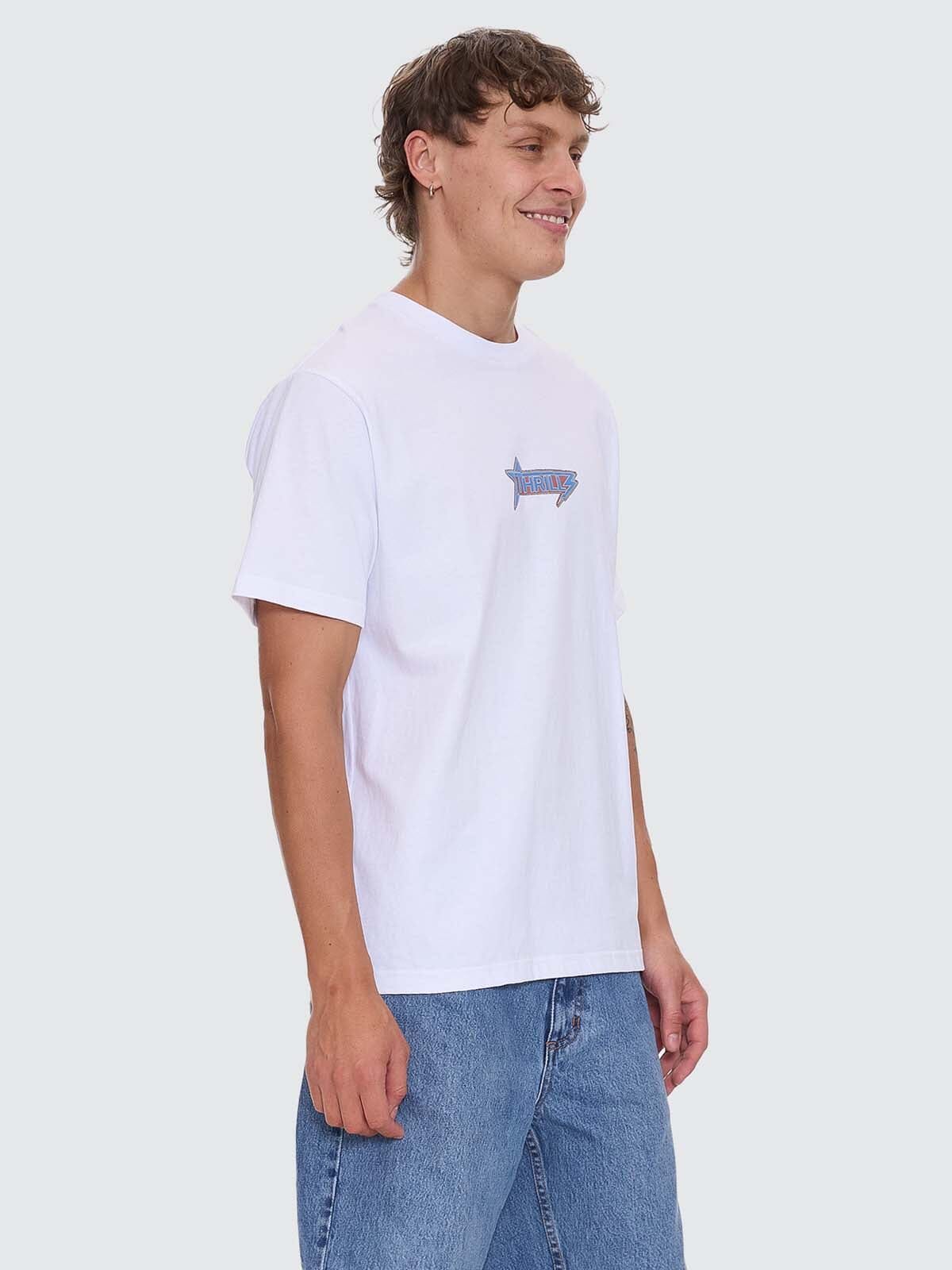 Mens Heavy Static Merch T Shirt White - Image 4