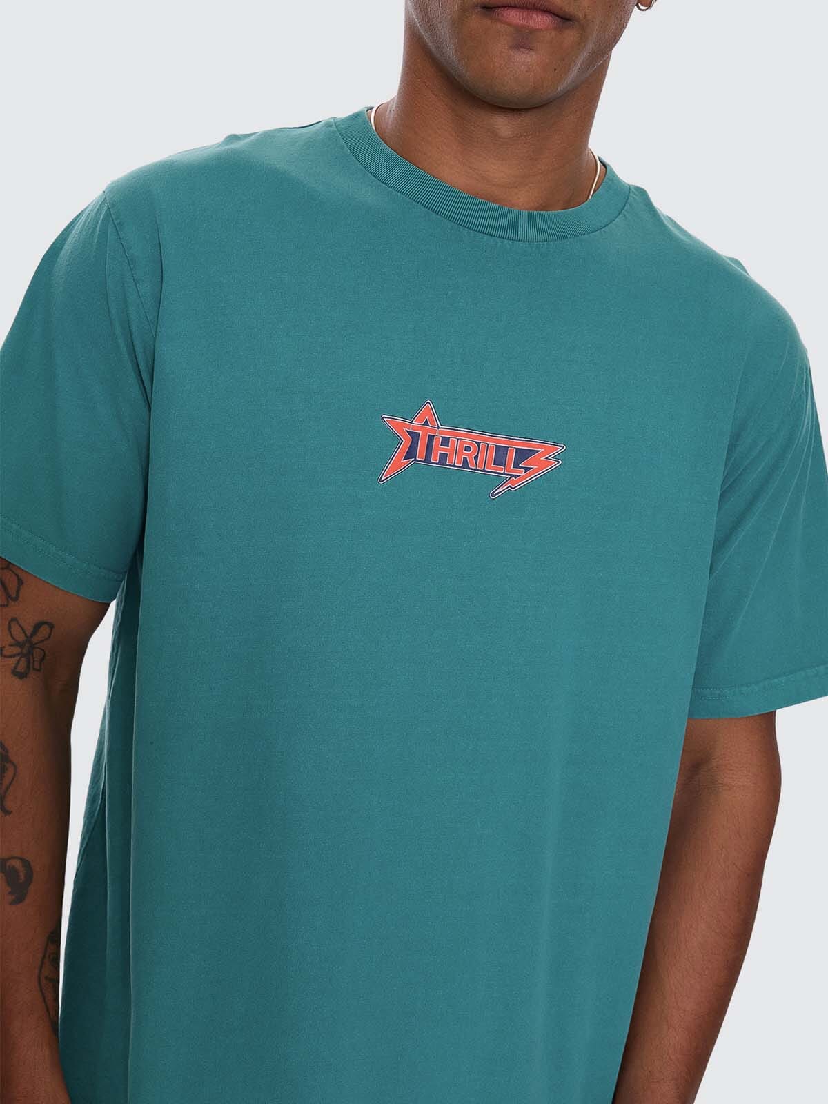 Mens Heavy Static Merch T Shirt New Teal - Image 2