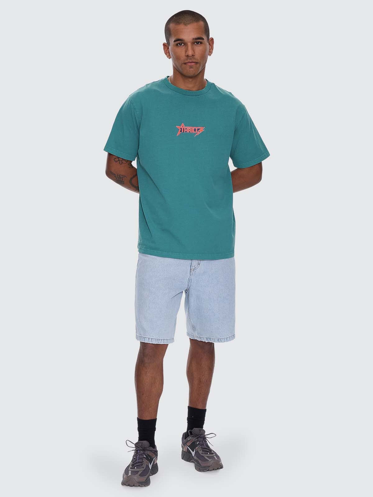 Mens Heavy Static Merch T Shirt New Teal - Image 6