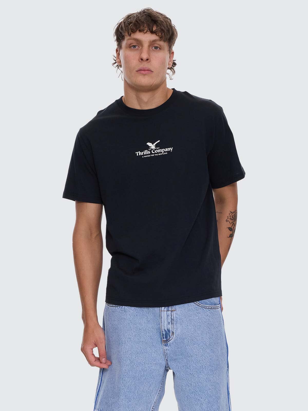 Mens A Haven For The Restless T Shirt Washed Black - Image 1