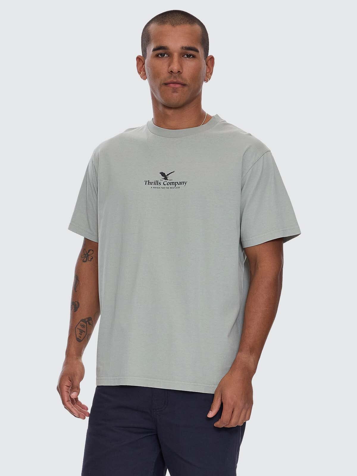 Mens A Haven For The Restless T Shirt Dirty Sage - Image 2