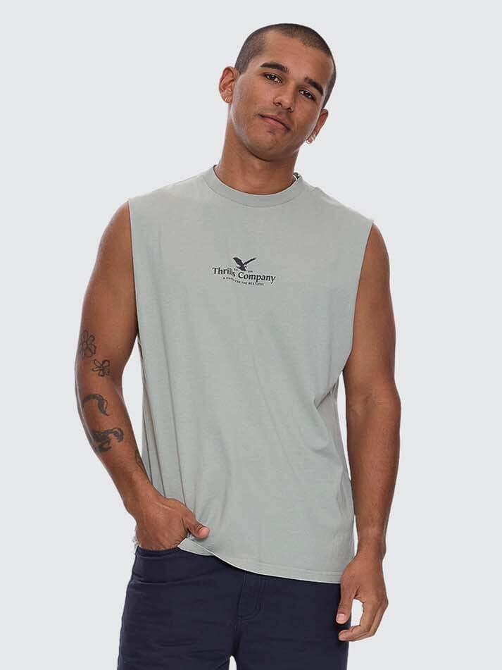 Mens A Haven For The Restless Merch Muscle Tee Dirty Sage - Image 1