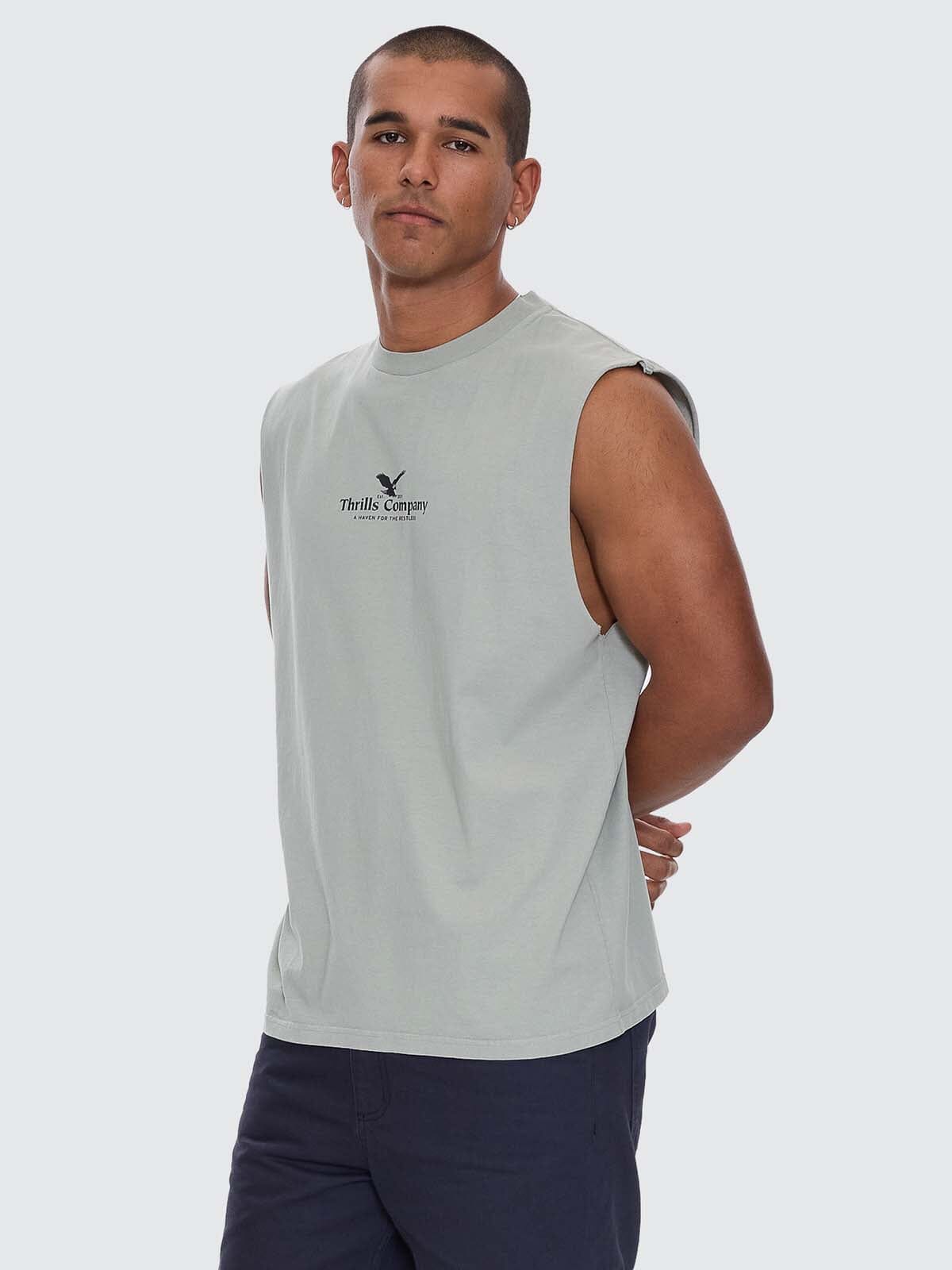 Mens A Haven For The Restless Merch Muscle Tee Dirty Sage - Image 3