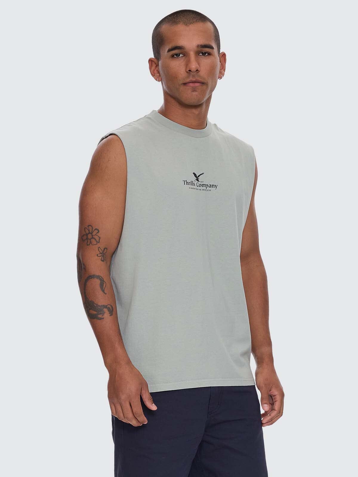 Mens A Haven For The Restless Merch Muscle Tee Dirty Sage - Image 5