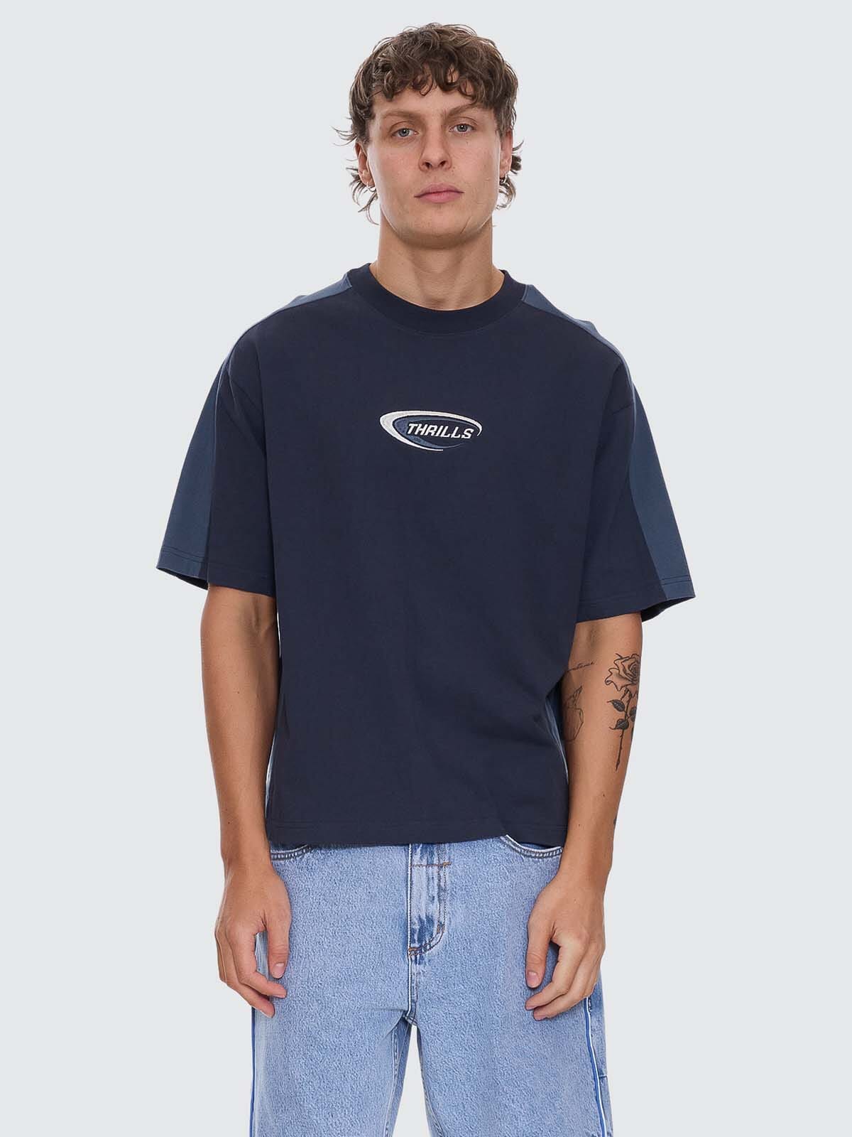 Mens Fusion Panel Box Crop T Shirt Total Eclipse - Image 6
