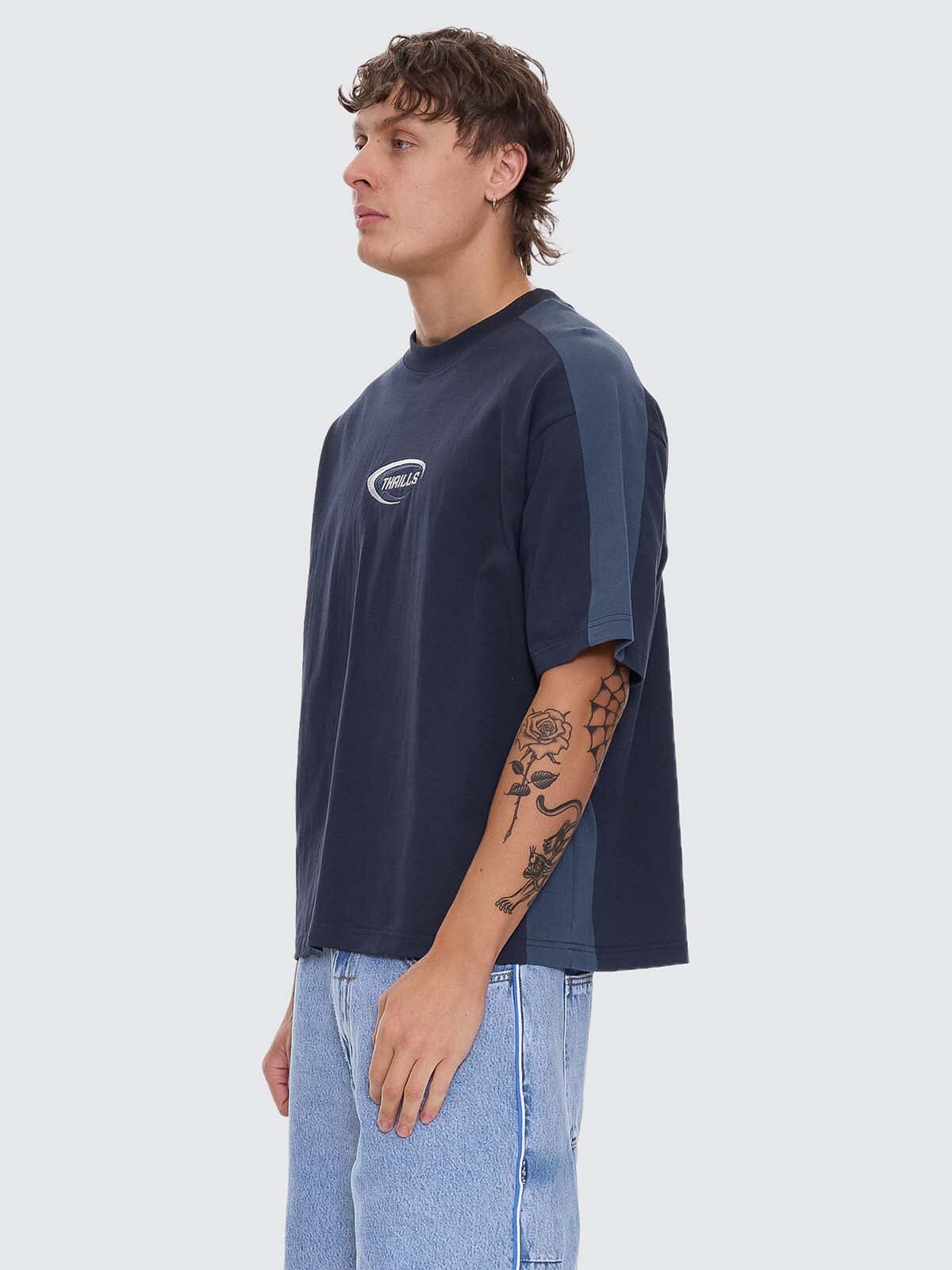 Mens Fusion Panel Box Crop T Shirt Total Eclipse - Image 3