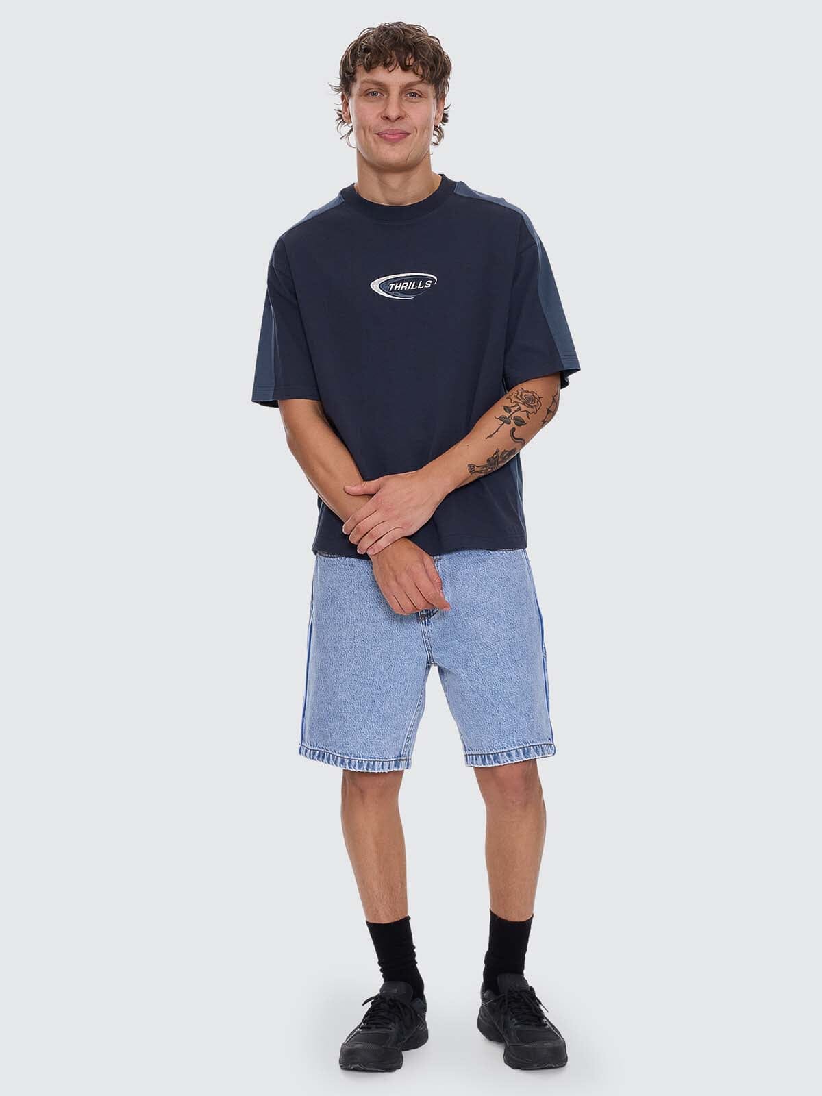 Mens Fusion Panel Box Crop T Shirt Total Eclipse - Image 2