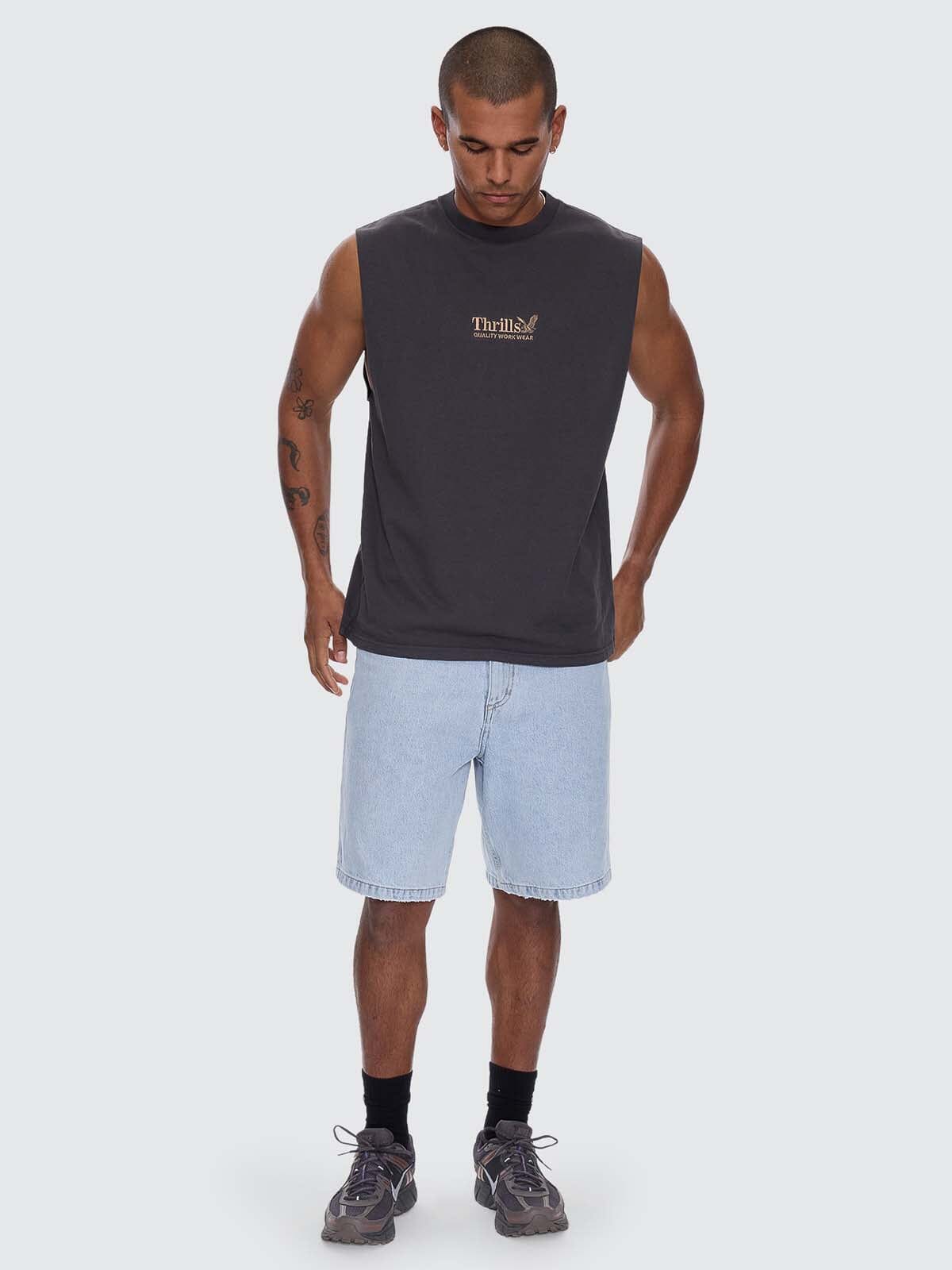 Mens Workwear Embro Muscle Tee Dark Charcoal - Image 6