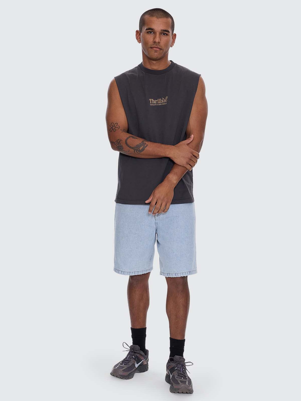 Mens Workwear Embro Muscle Tee Dark Charcoal - Image 2