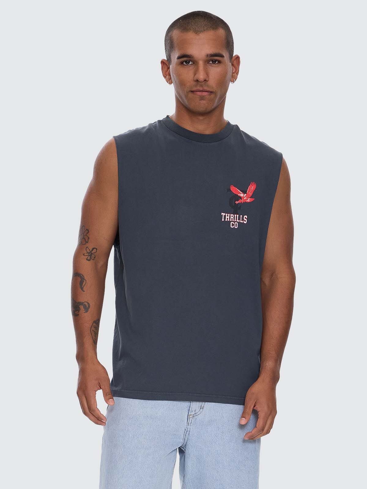 Mens Wonder World Merch Muscle Tee Ebony - Image 1