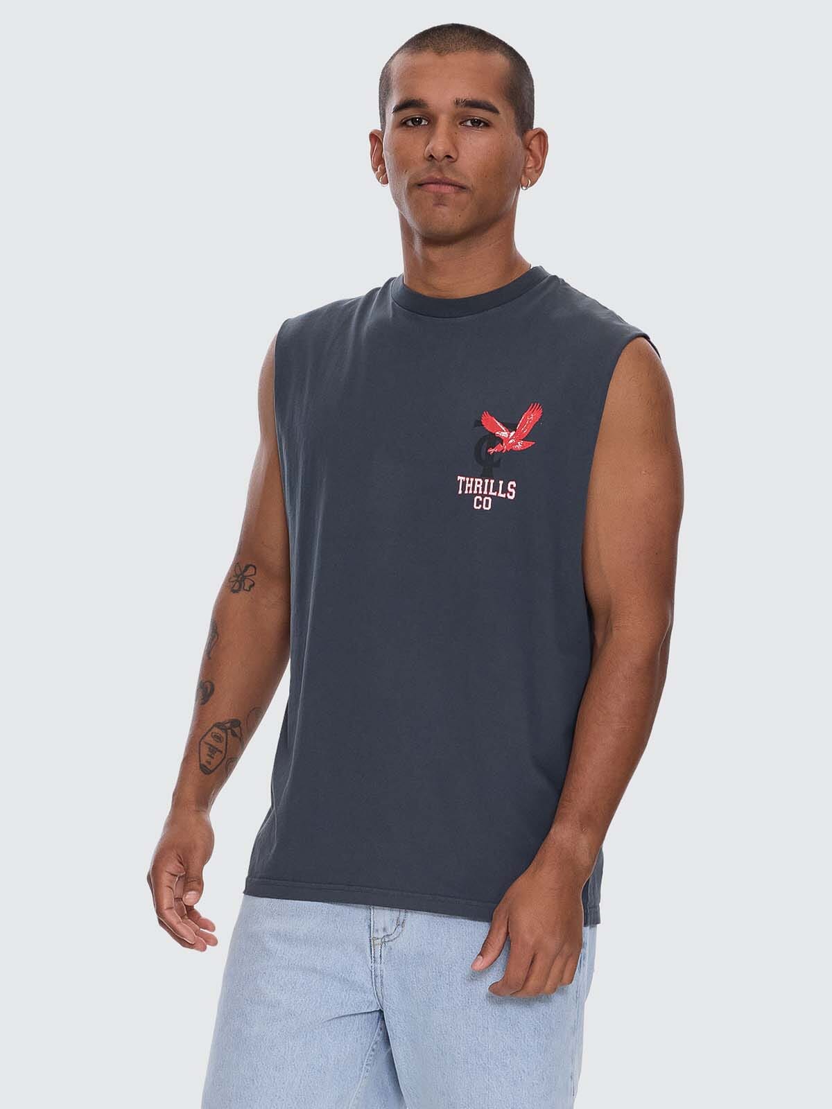 Mens Wonder World Merch Muscle Tee Ebony - Image 3