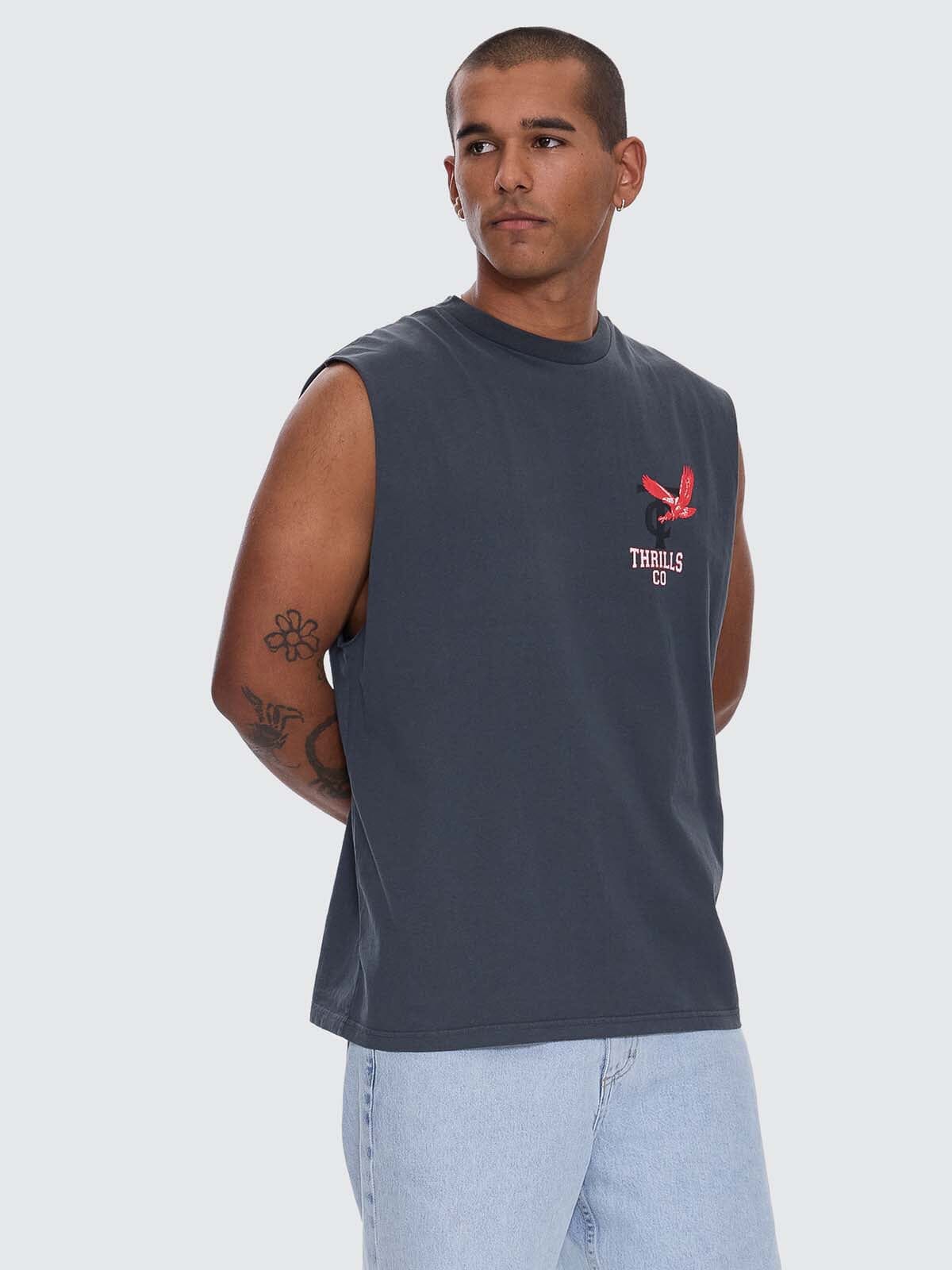 Mens Wonder World Merch Muscle Tee Ebony - Image 5
