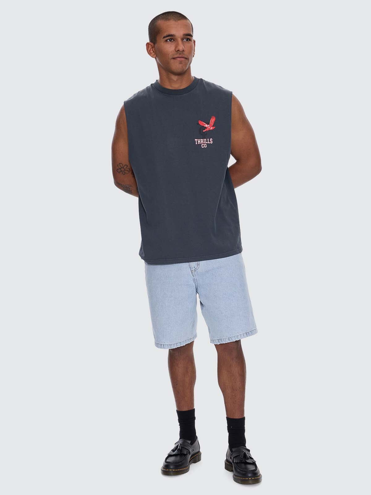 Mens Wonder World Merch Muscle Tee Ebony - Image 4