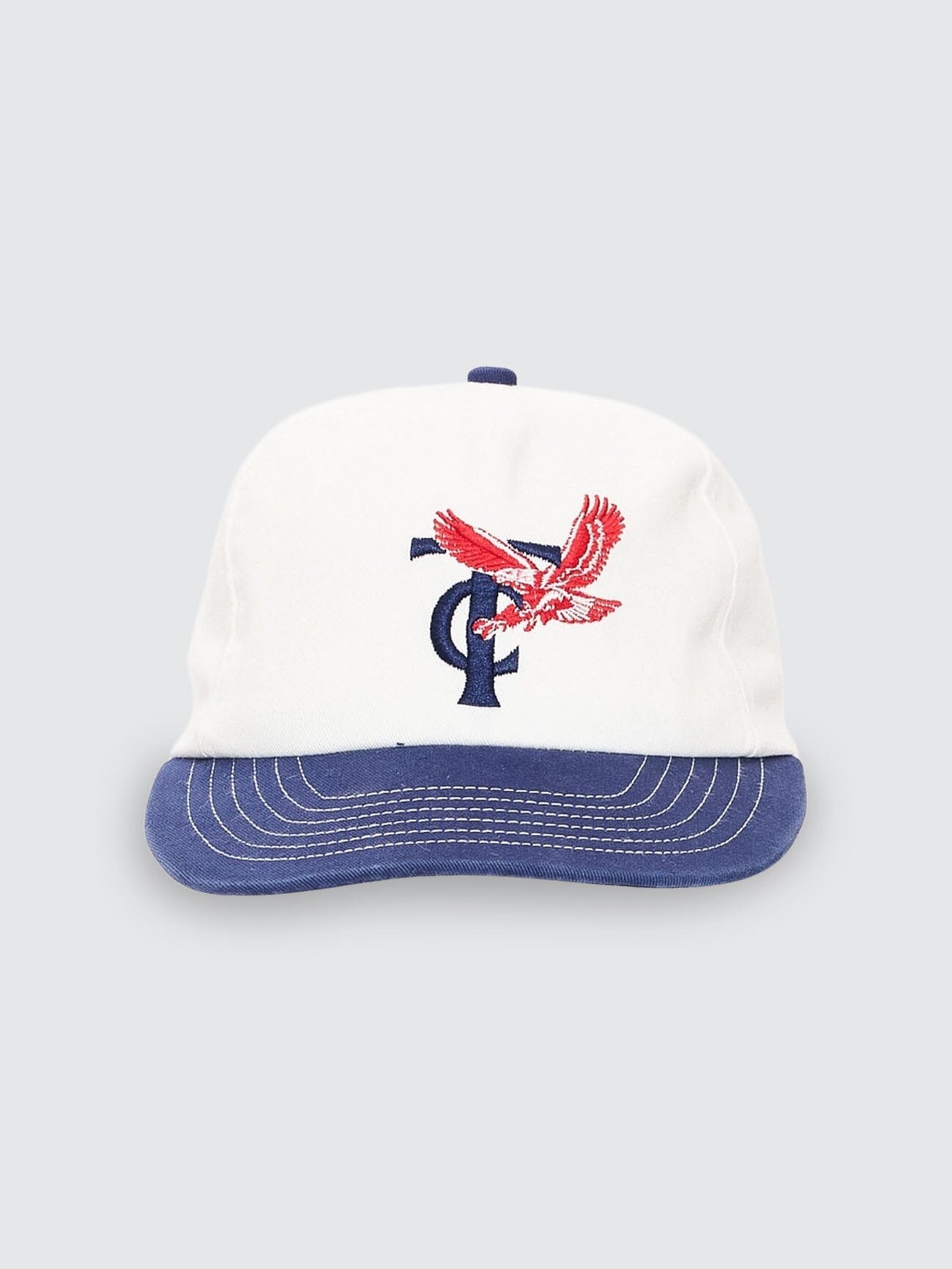 Mens Double Down 5 Panel Cap Heritage White / Guardian Navy - Image 1