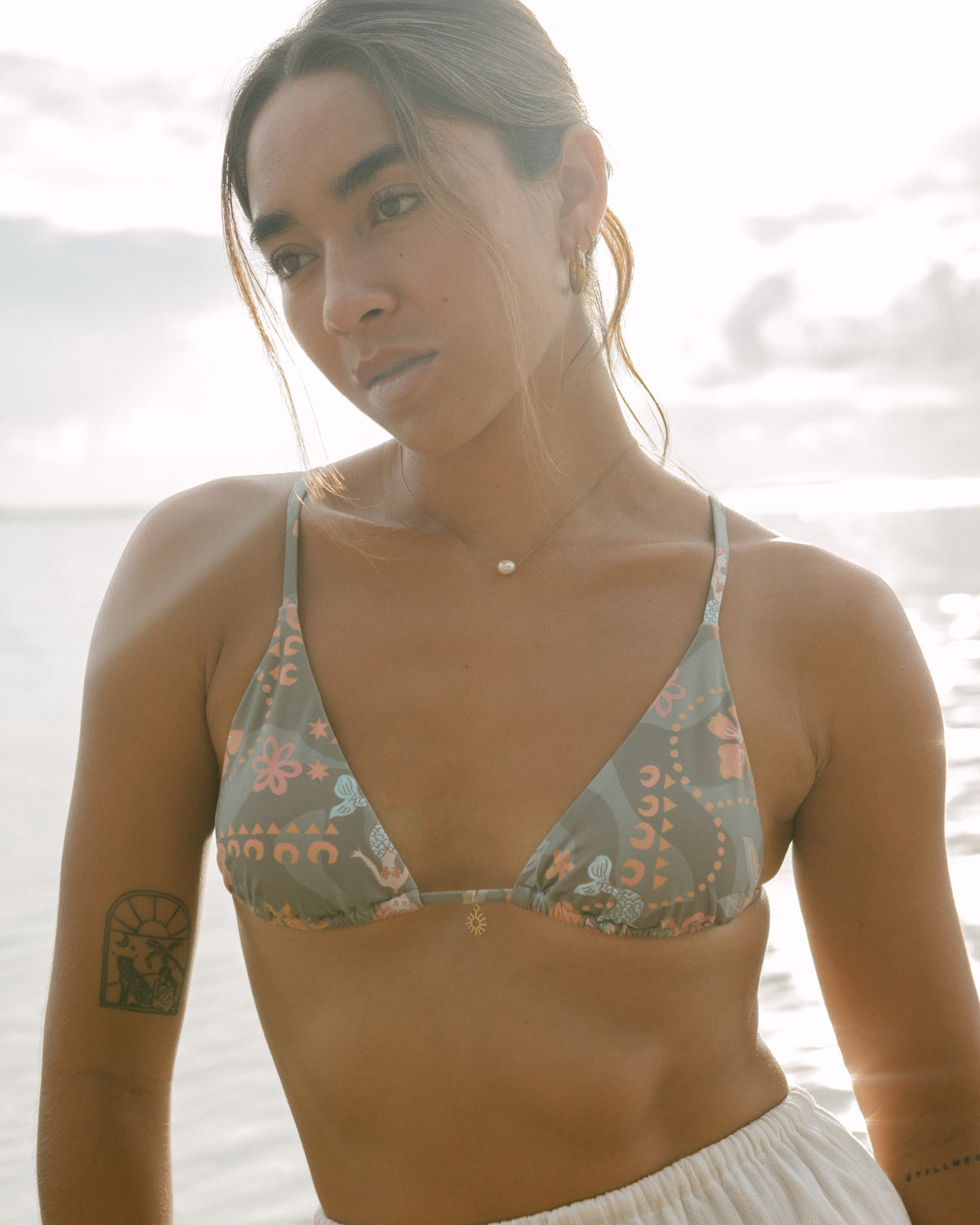 Womens Lost In Paradise Slide Tall Triangle Bikini Top Seagrass - Image 1