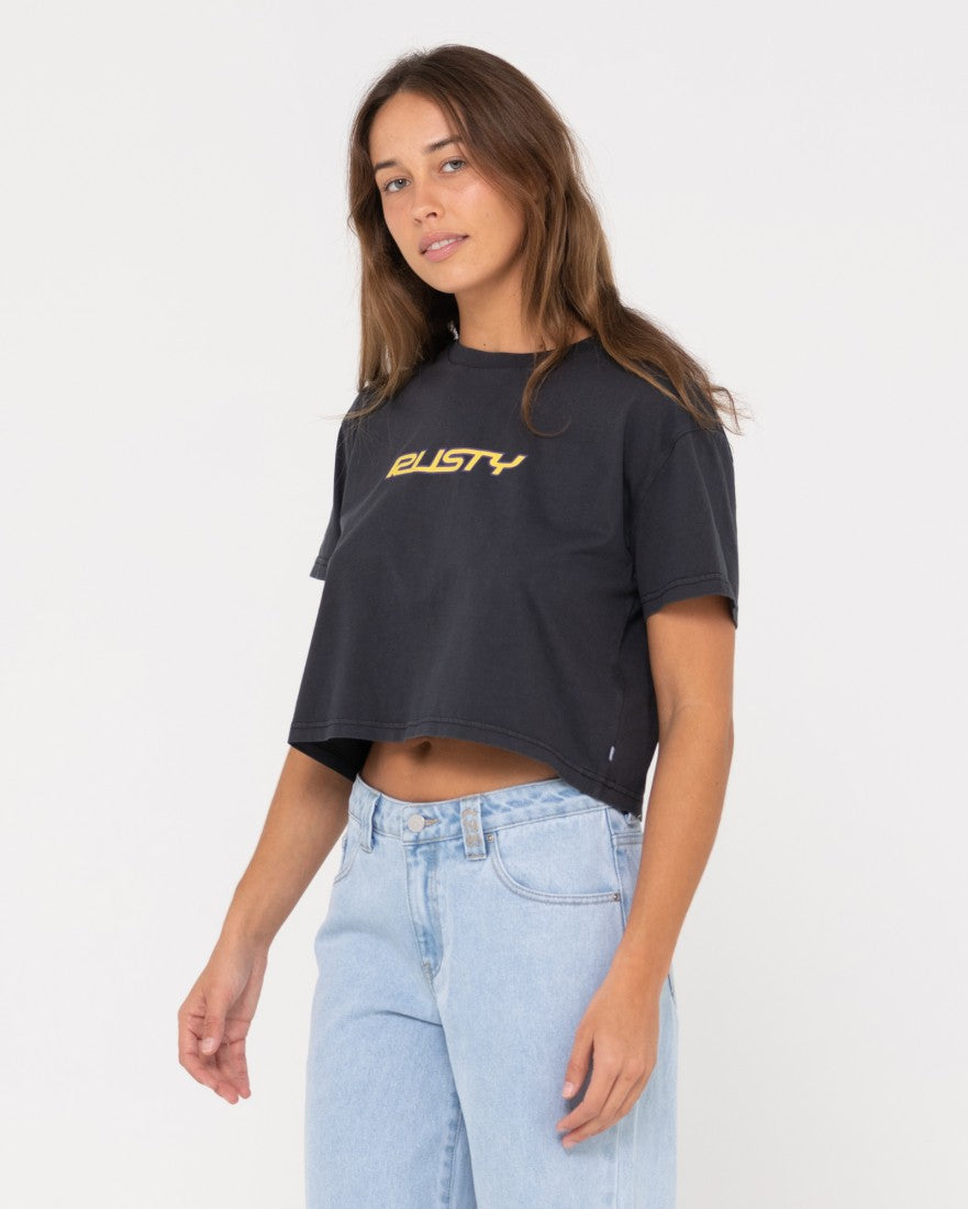 Rider Relaxed Fit Graphic Crop Tee