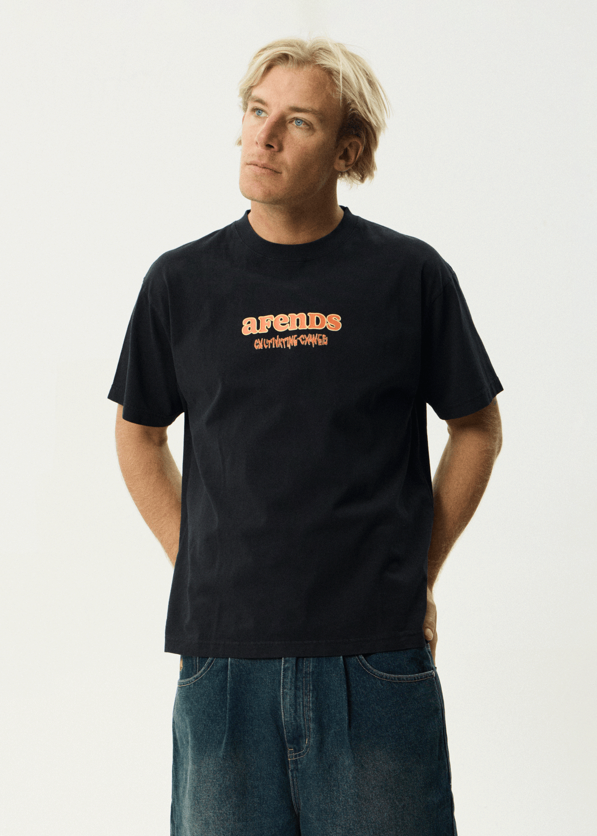 Mens Simple Times T Shirt Stone Black - Image 2