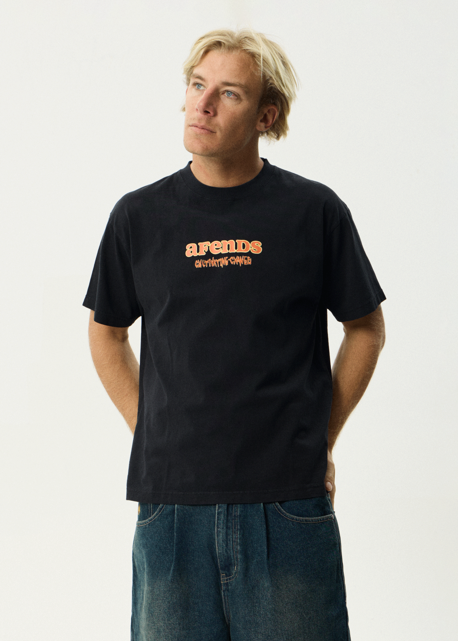 Mens Simple Times T Shirt Stone Black - Image 2
