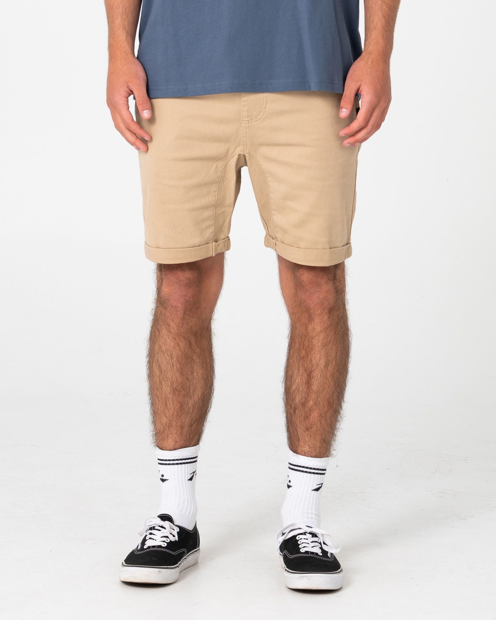 Mens Hooked On Elastic Waist Walk Short Khaki - Image 2
