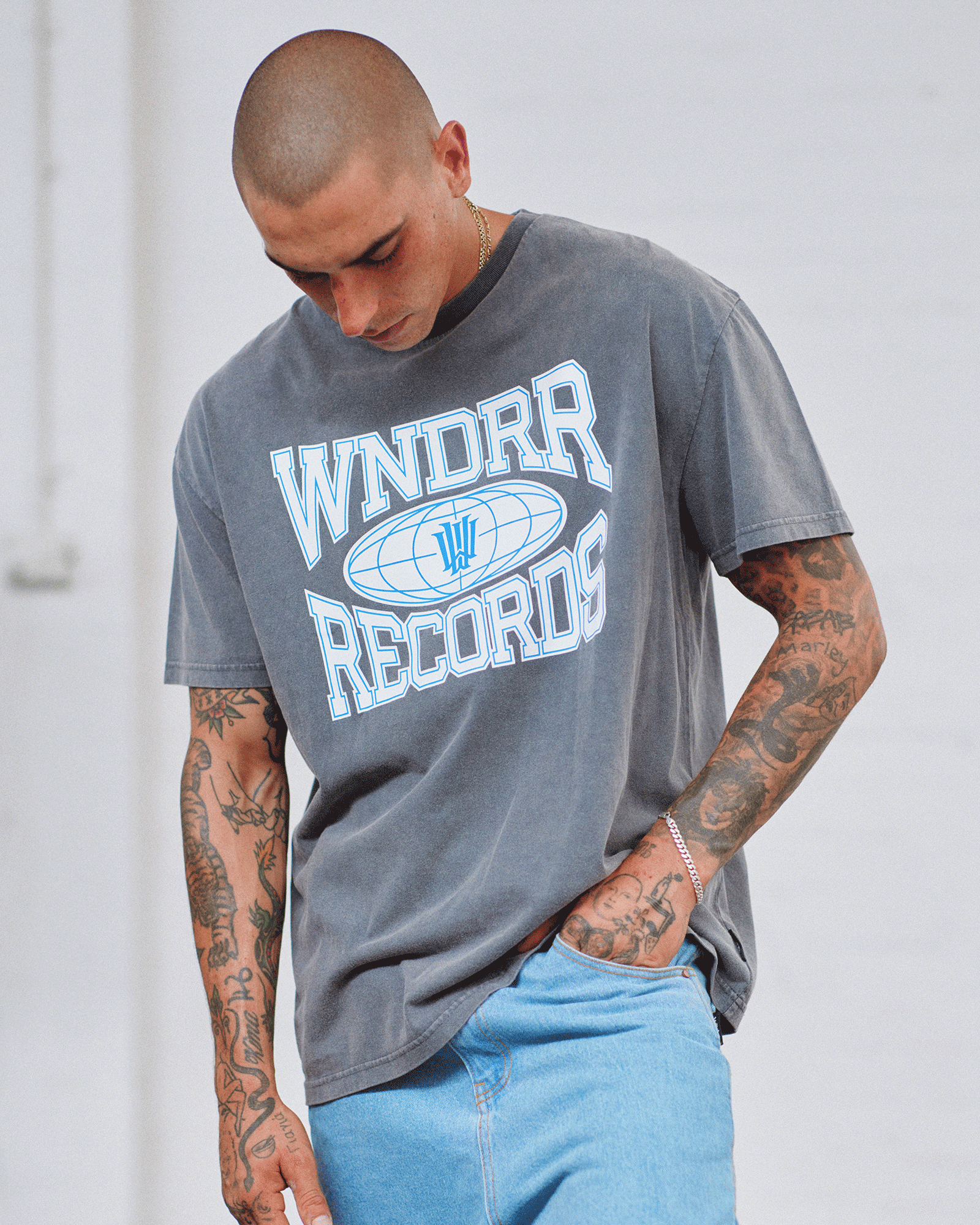 Fiend Box Fit Tee - Washed Grey